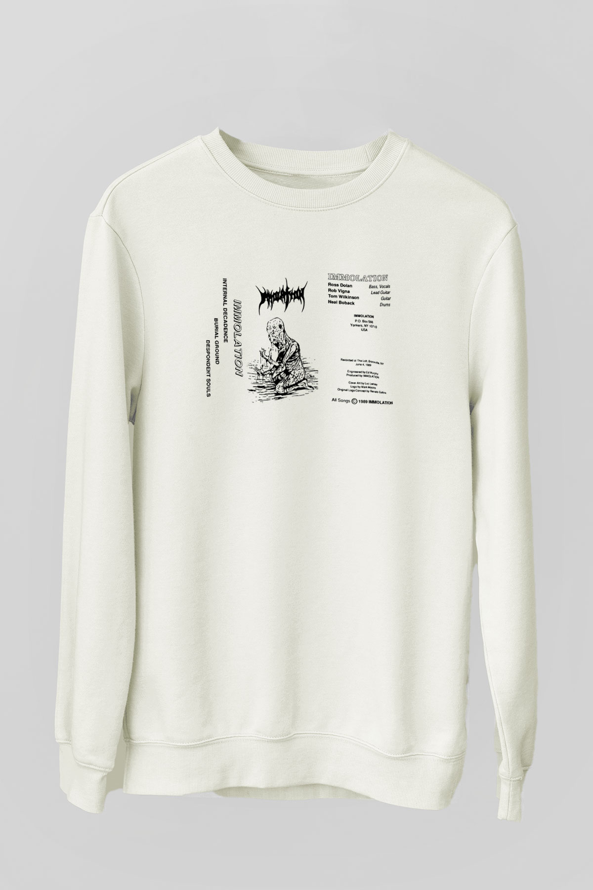 Immolation Baskılı Beyaz Unisex Sweatshirt