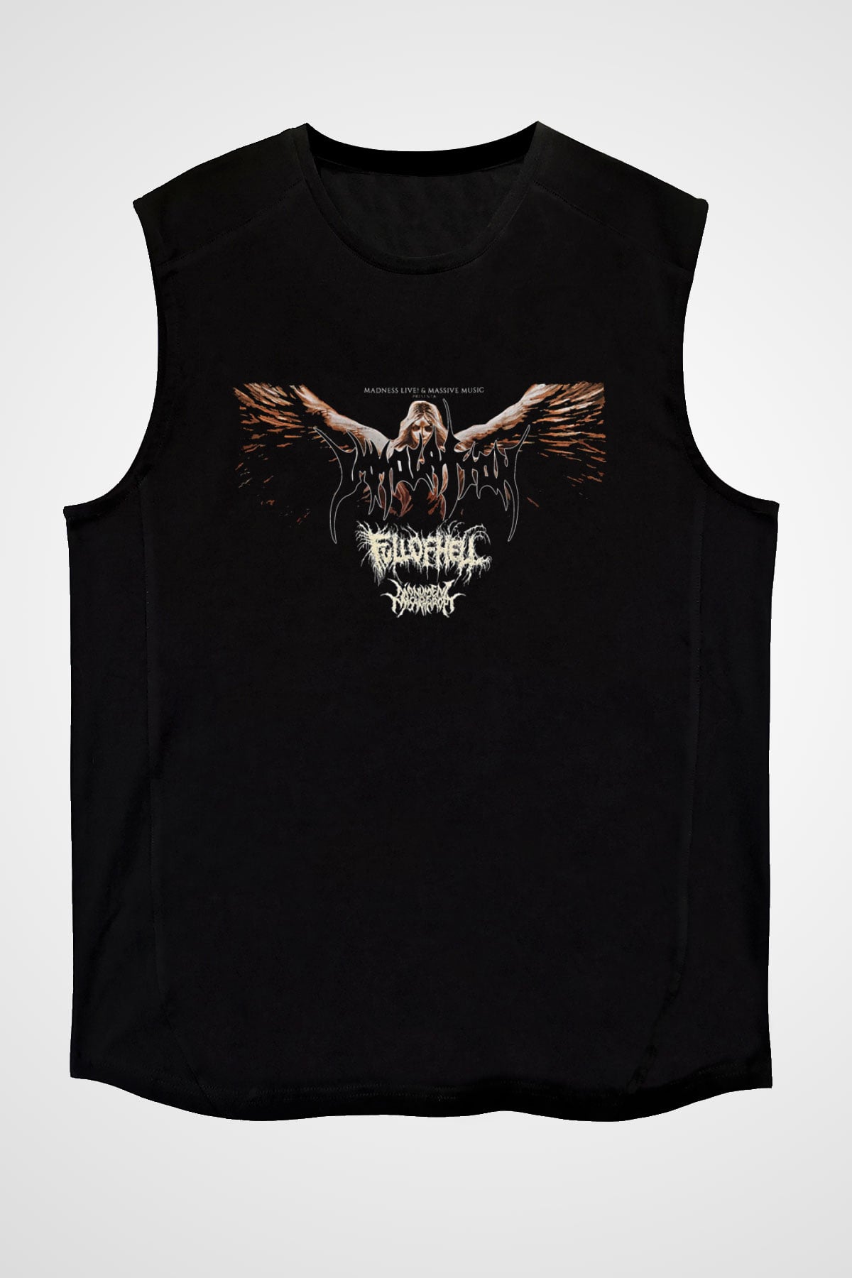 Immolation Baskılı Unisex Siyah Kolsuz Tişört - Tshirt