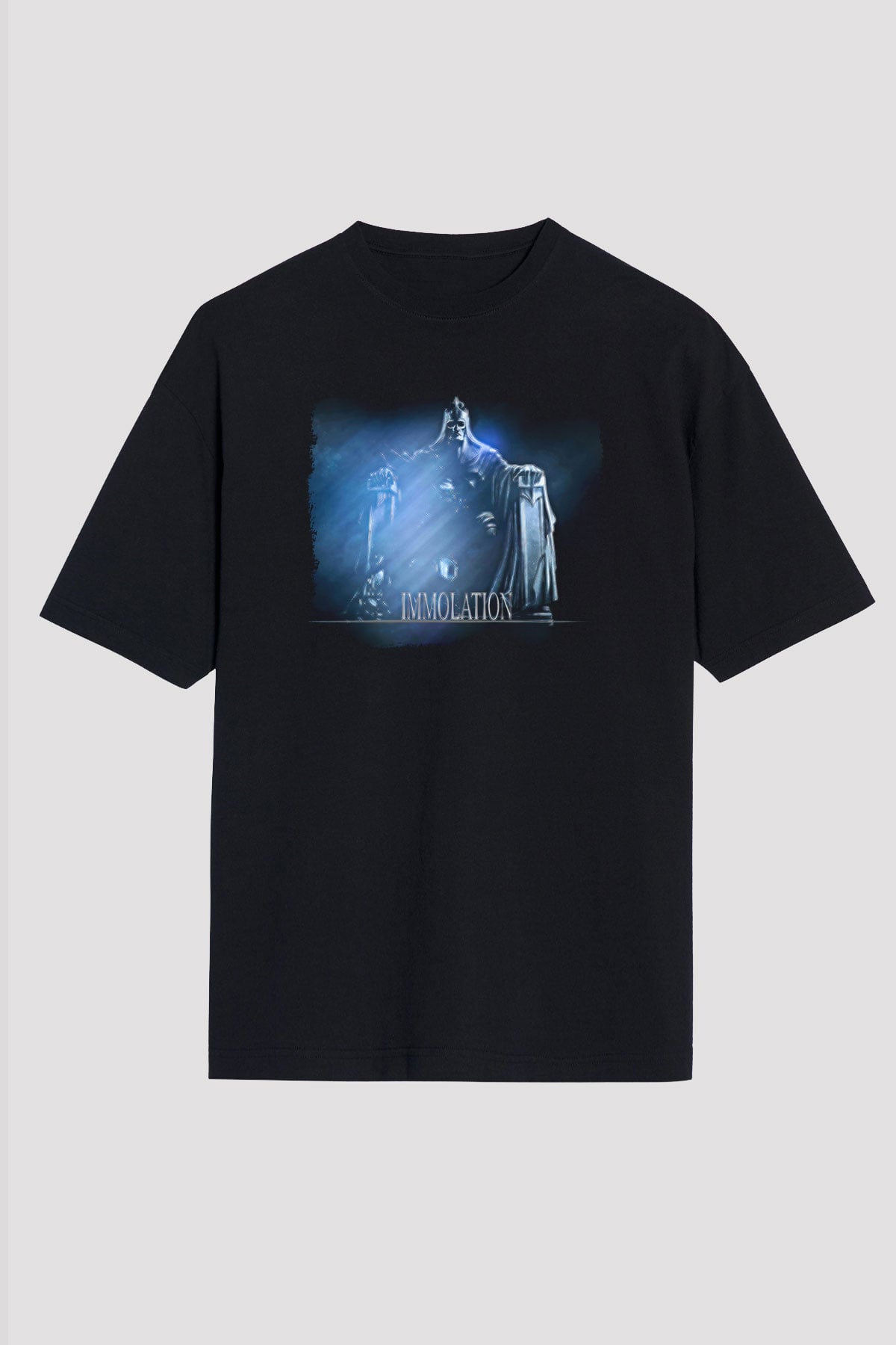 Immolation Baskılı Unisex Siyah Oversize Tişört - Tshirt