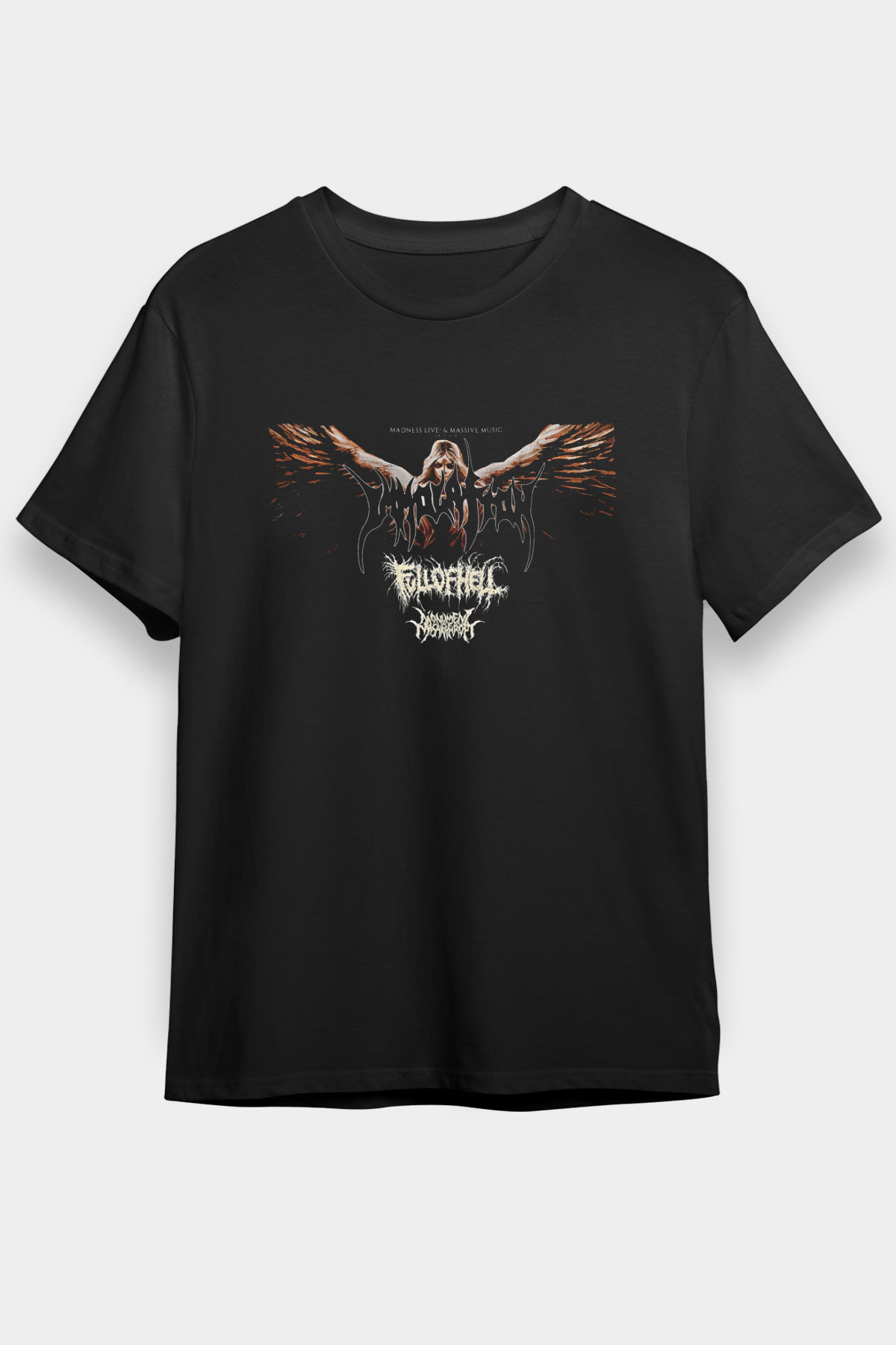 Immolation Baskılı Unisex Siyah Tişört - Tshirt