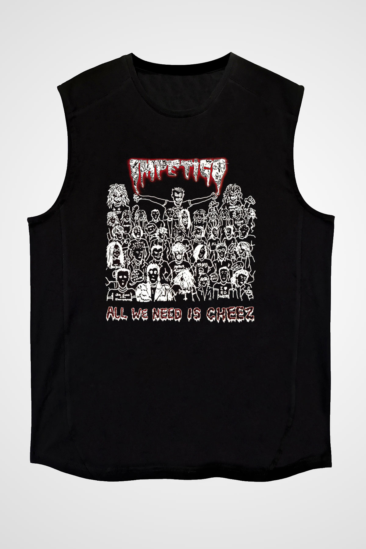 Impetigo Baskılı Unisex Siyah Kolsuz Tişört - Tshirt
