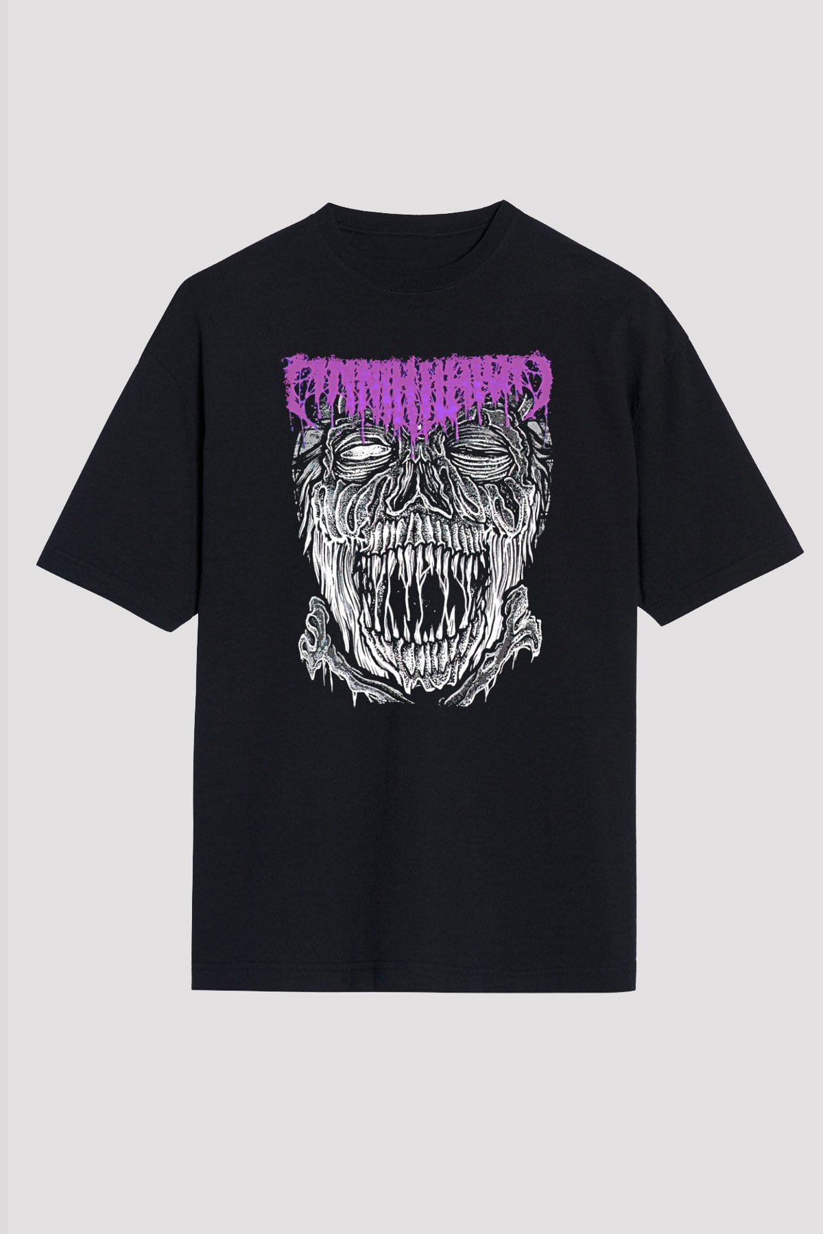 Impetigo Baskılı Unisex Siyah Oversize Tişört - Tshirt