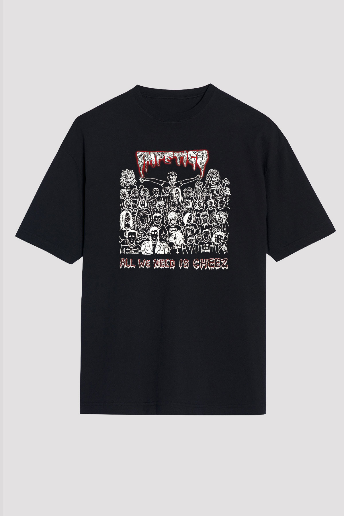 Impetigo Baskılı Unisex Siyah Oversize Tişört - Tshirt