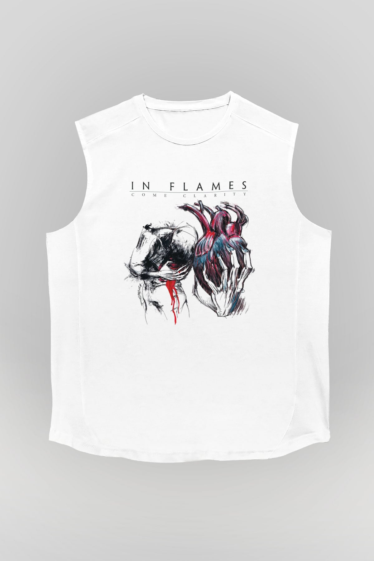In Flames Beyaz Unisex Kolsuz Tişört