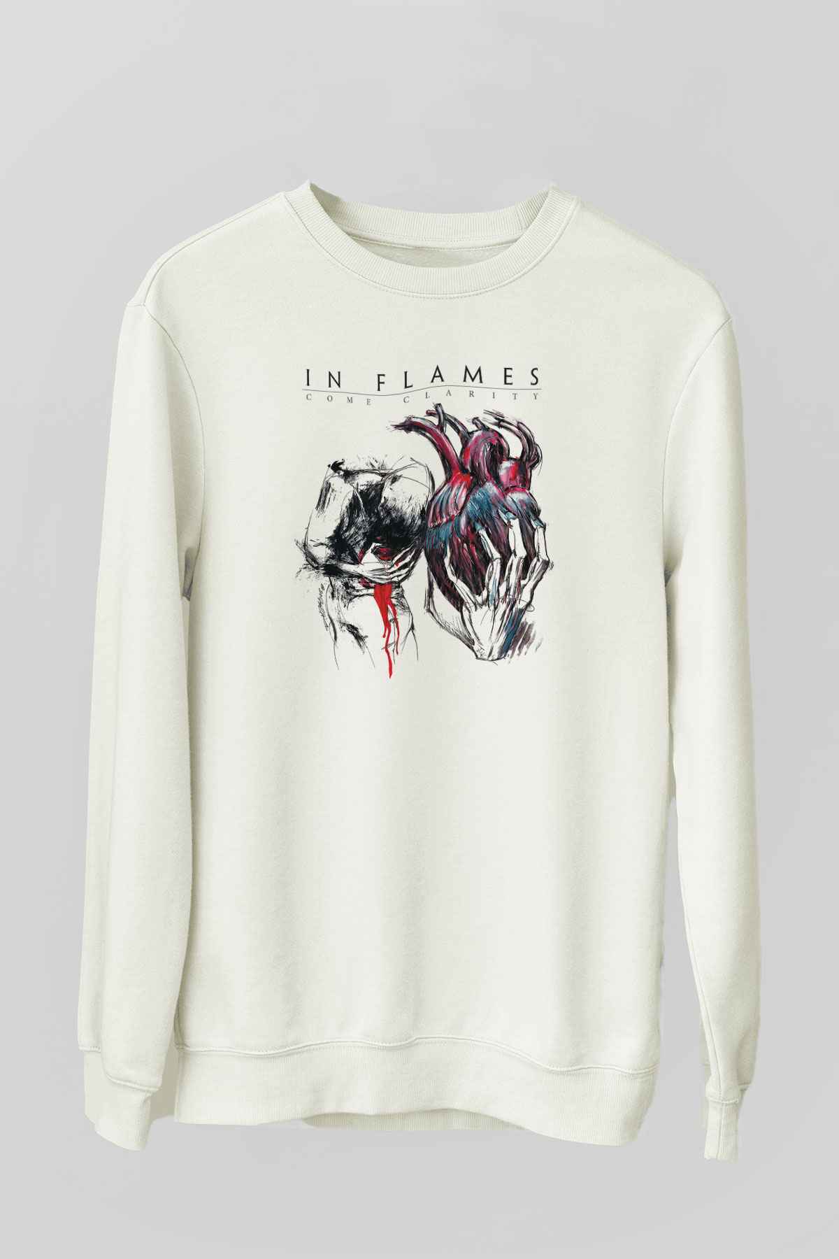 In Flames Beyaz Unisex Sweatshirt
