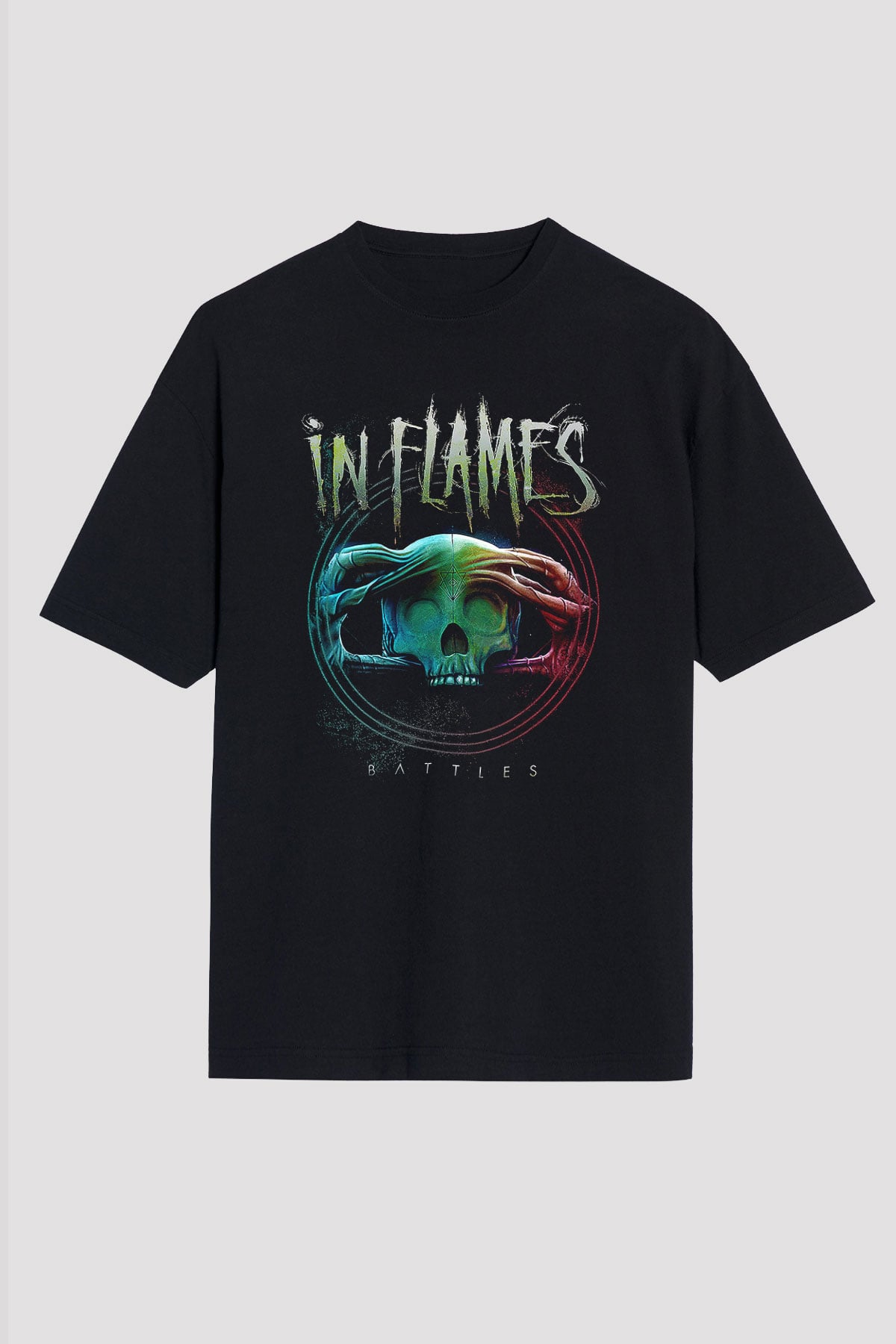 In Flames Siyah Unisex Oversize Tişört T-Shirt