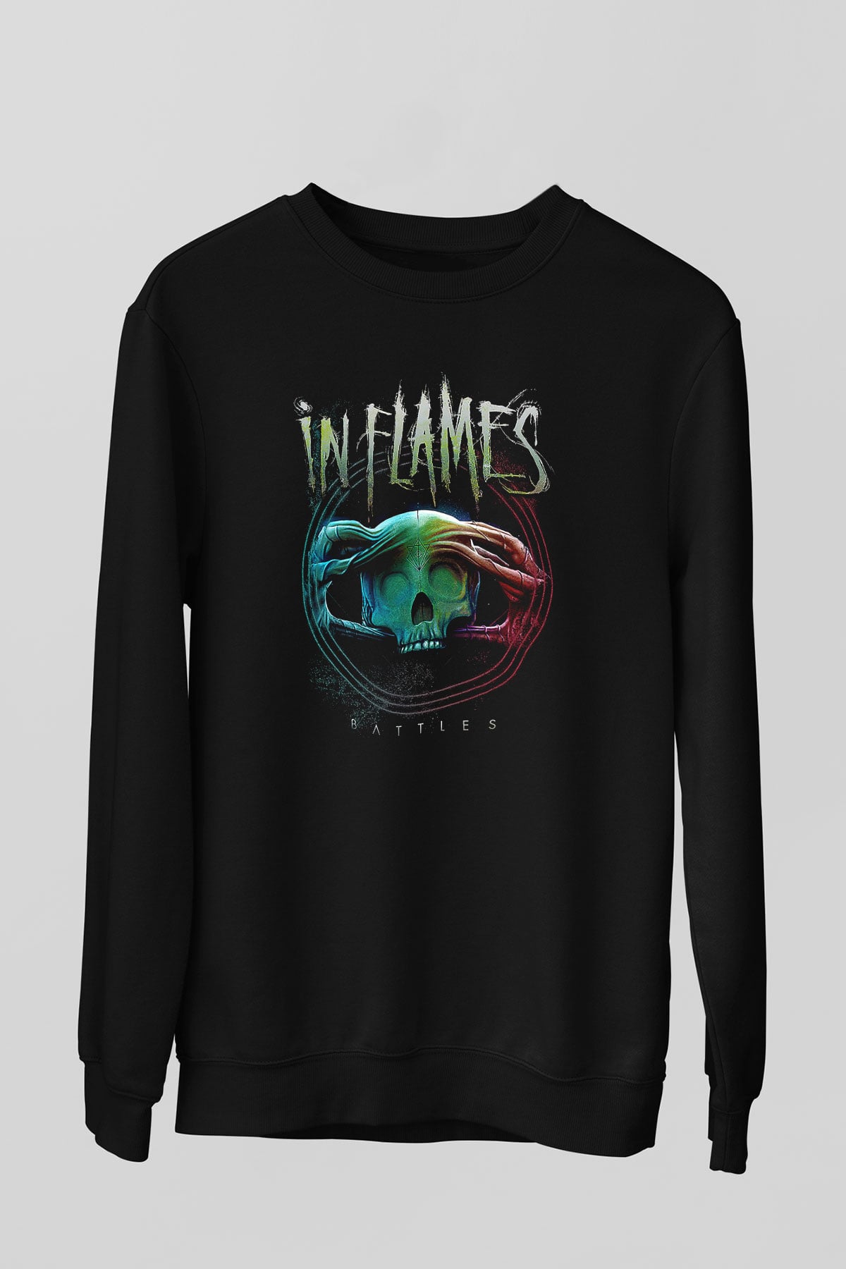 In Flames Siyah Unisex Sweatshirt