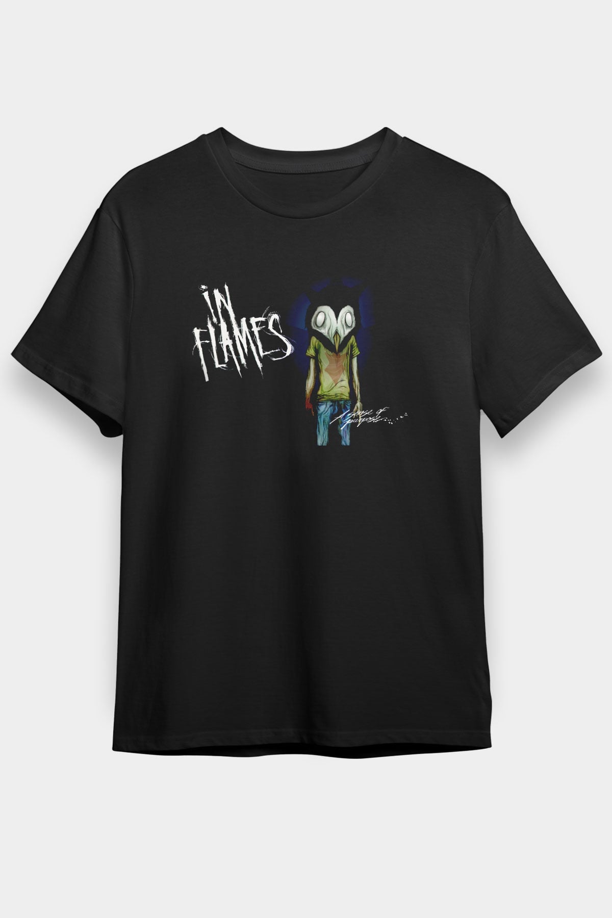 In Flames Siyah Unisex Tişört T-Shirt - TişörtFabrikası