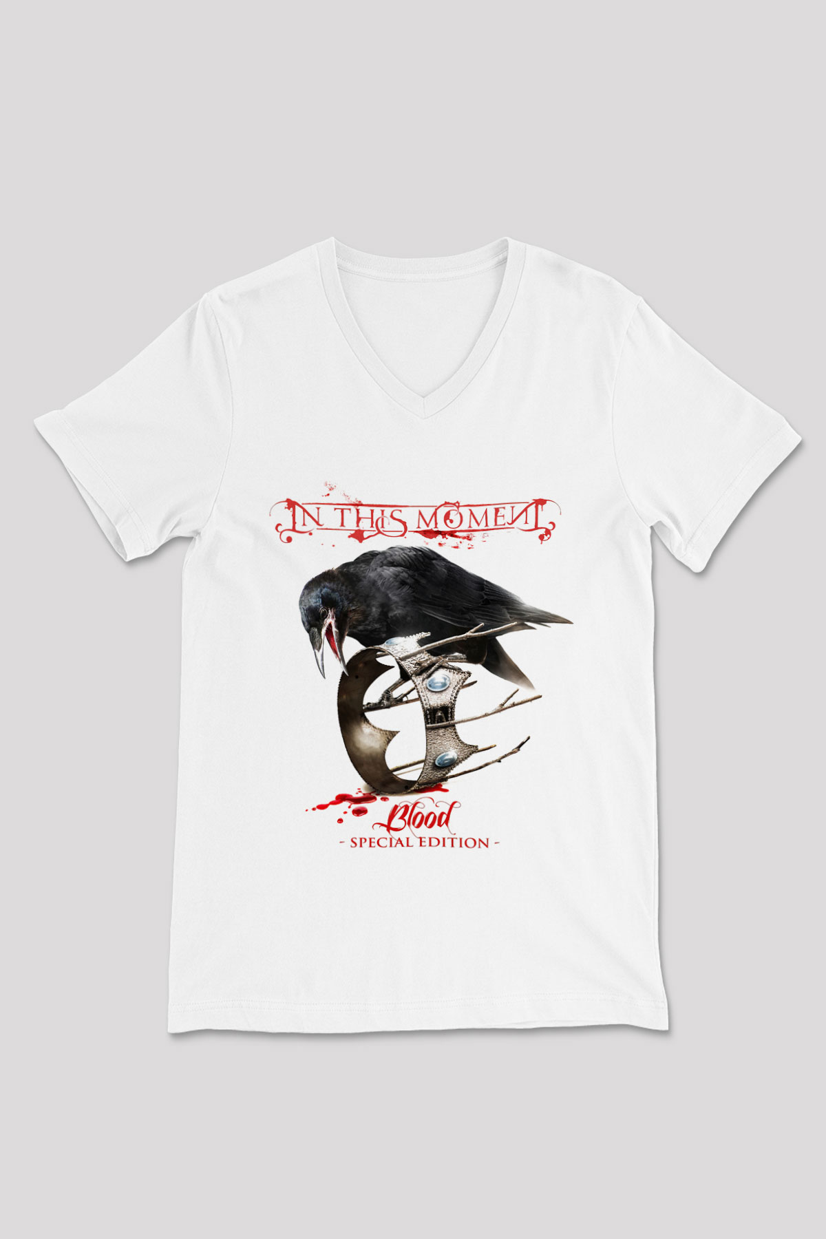 In This Moment Beyaz Unisex V Yaka Tişört T-Shirt