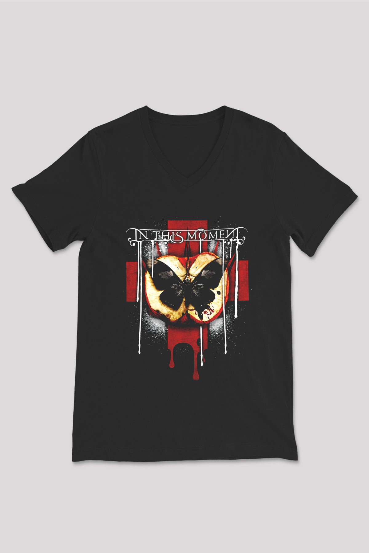 In This Moment Siyah Unisex V Yaka Tişört T-Shirt