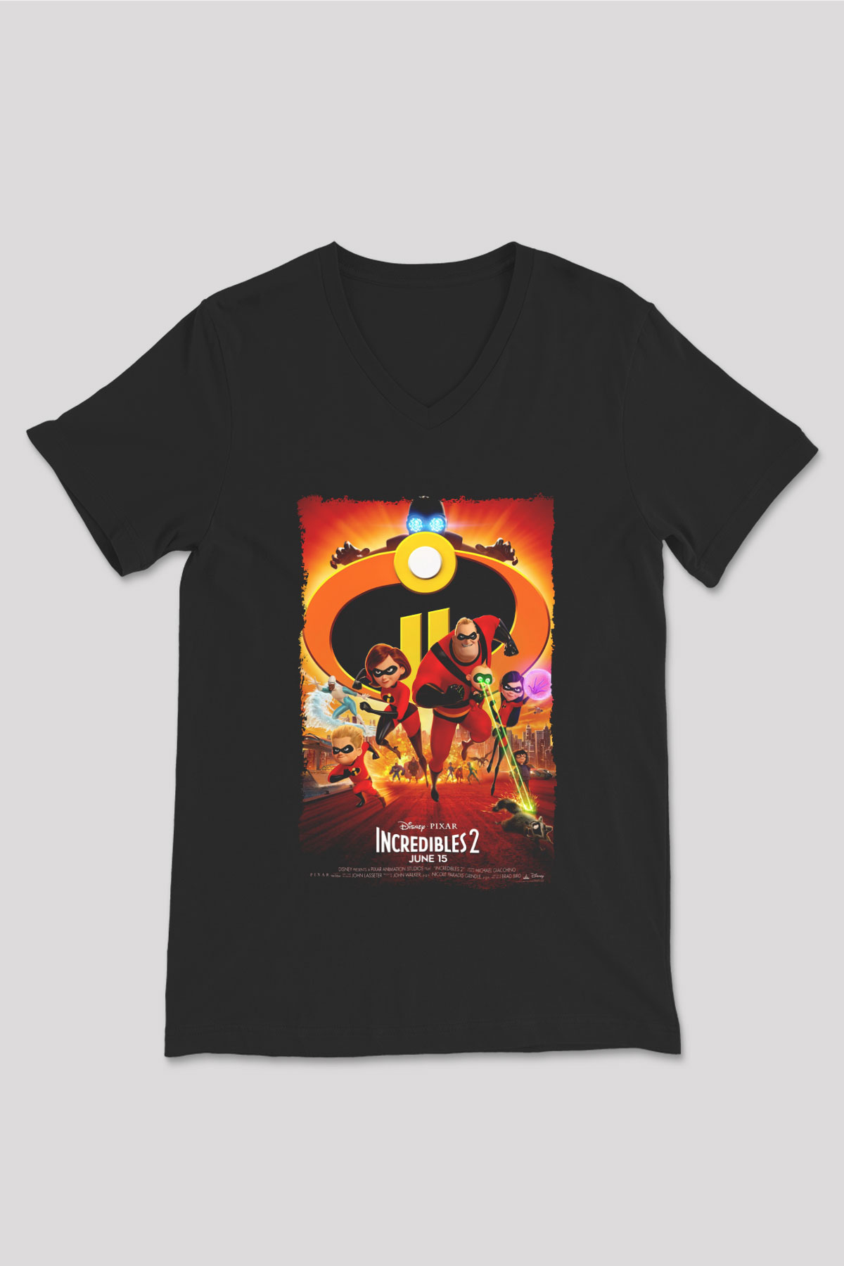 Incredibles (The) Siyah Unisex V Yaka Tişört