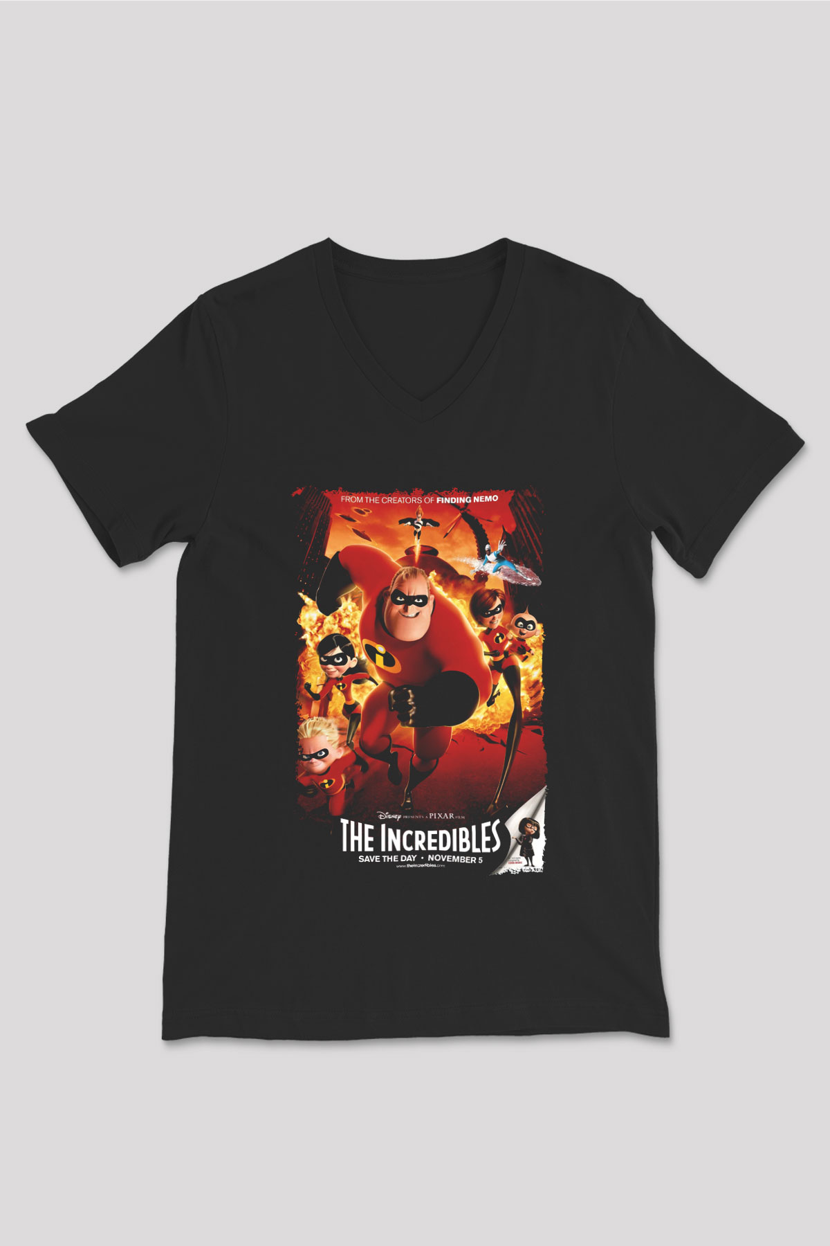 Incredibles (The) Siyah Unisex V Yaka Tişört