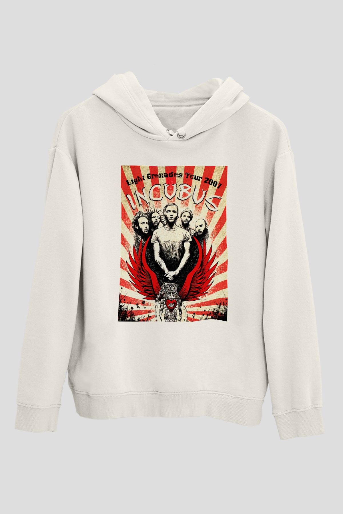 Incubus Beyaz Unisex Kapşonlu Sweatshirt