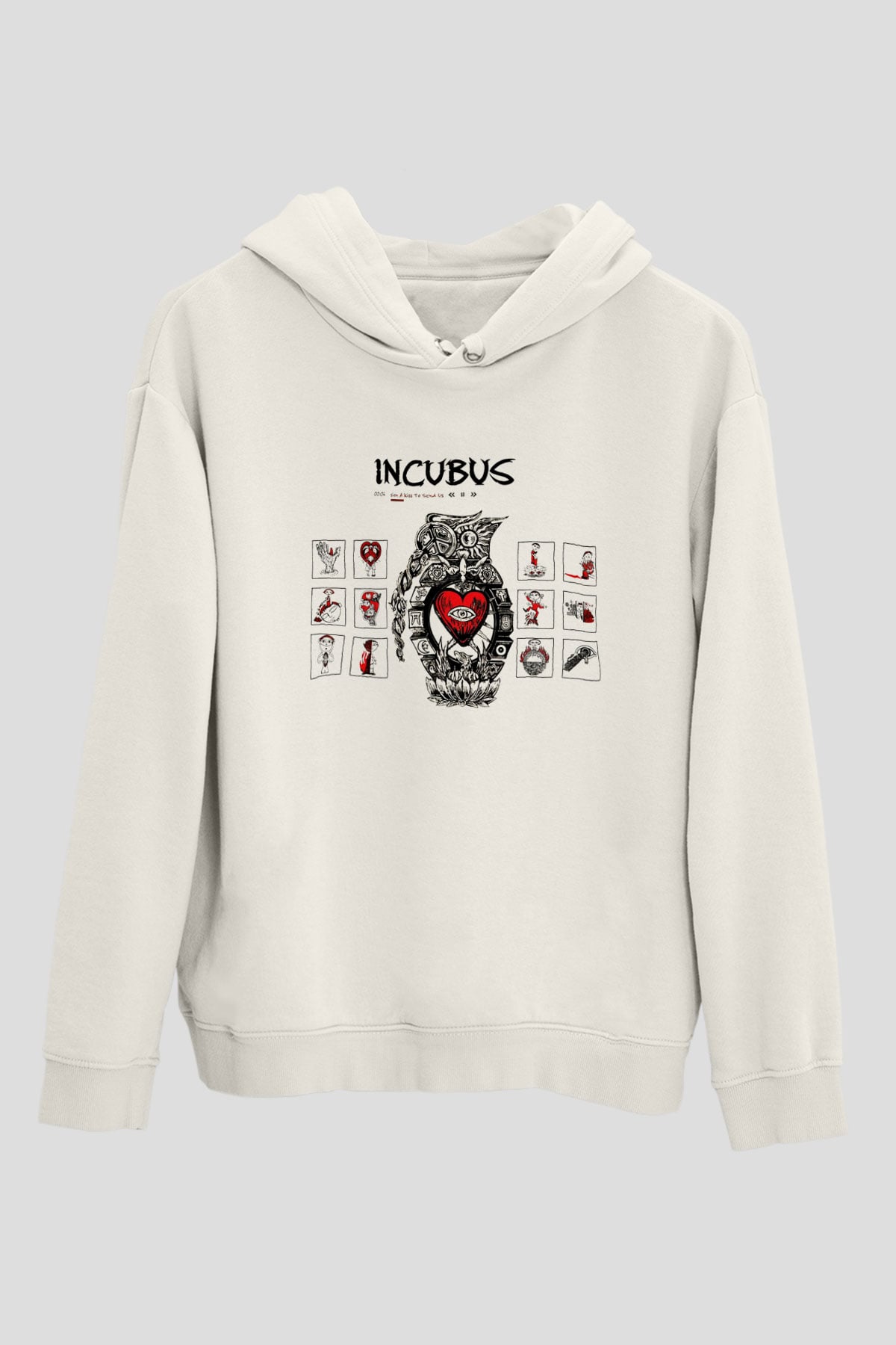 Incubus Beyaz Unisex Kapşonlu Sweatshirt