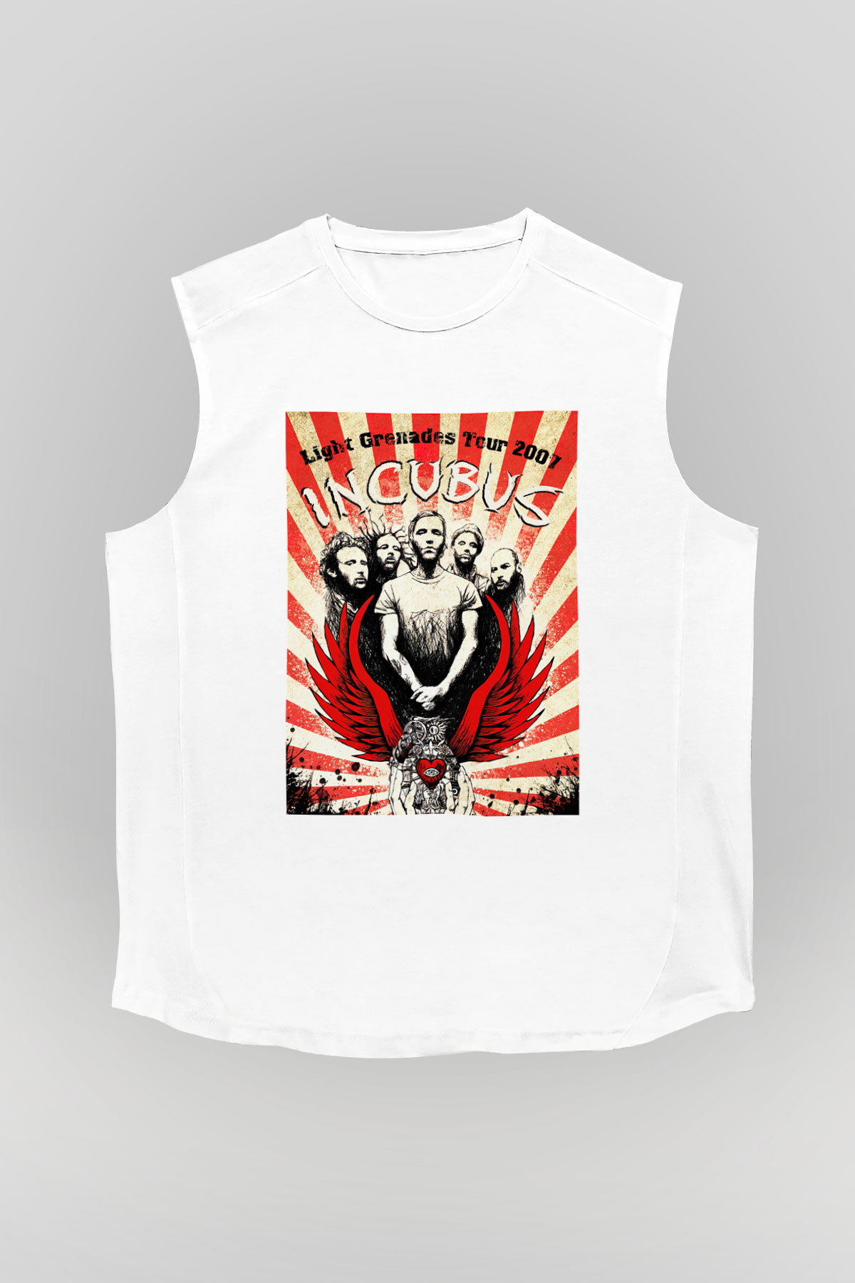 Incubus Beyaz Unisex Kolsuz Tişört