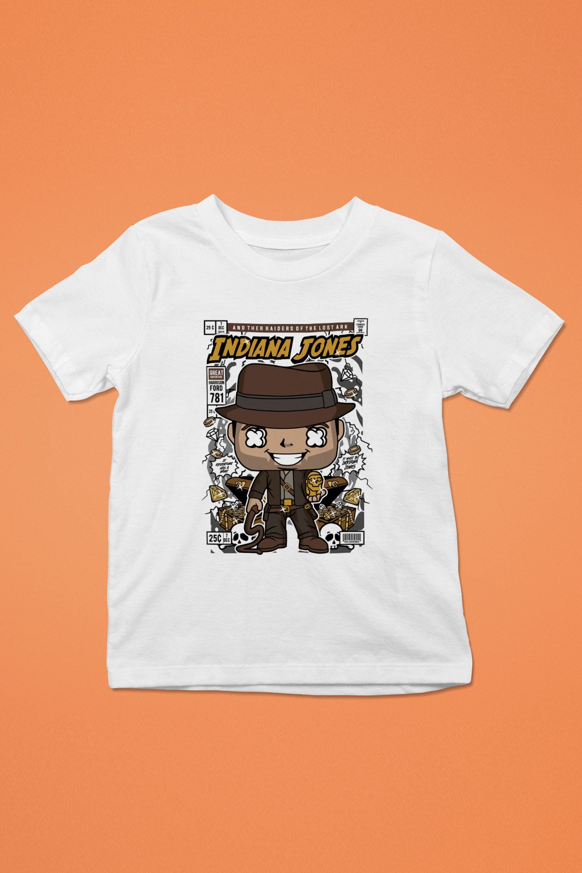 Indiana Jones Baskılı Unisex Beyaz Çocuk Tişört