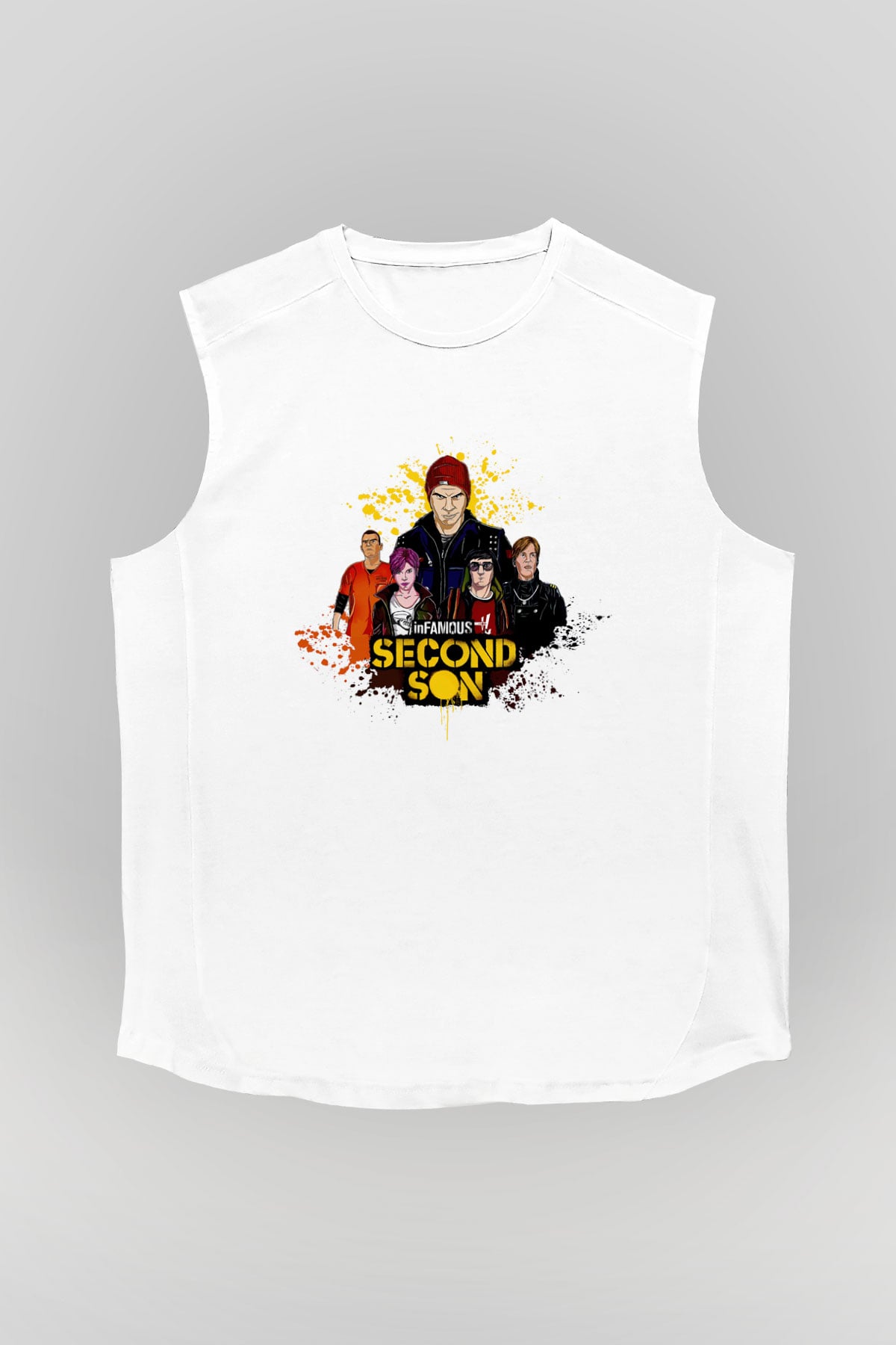 Infamous Beyaz Unisex Kolsuz Tişört