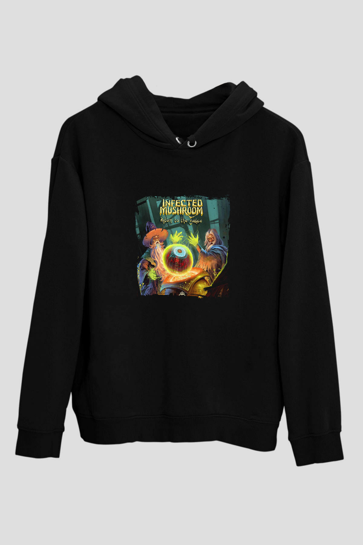 Infected Mushroom Baskılı Unisex Siyah Hoodie