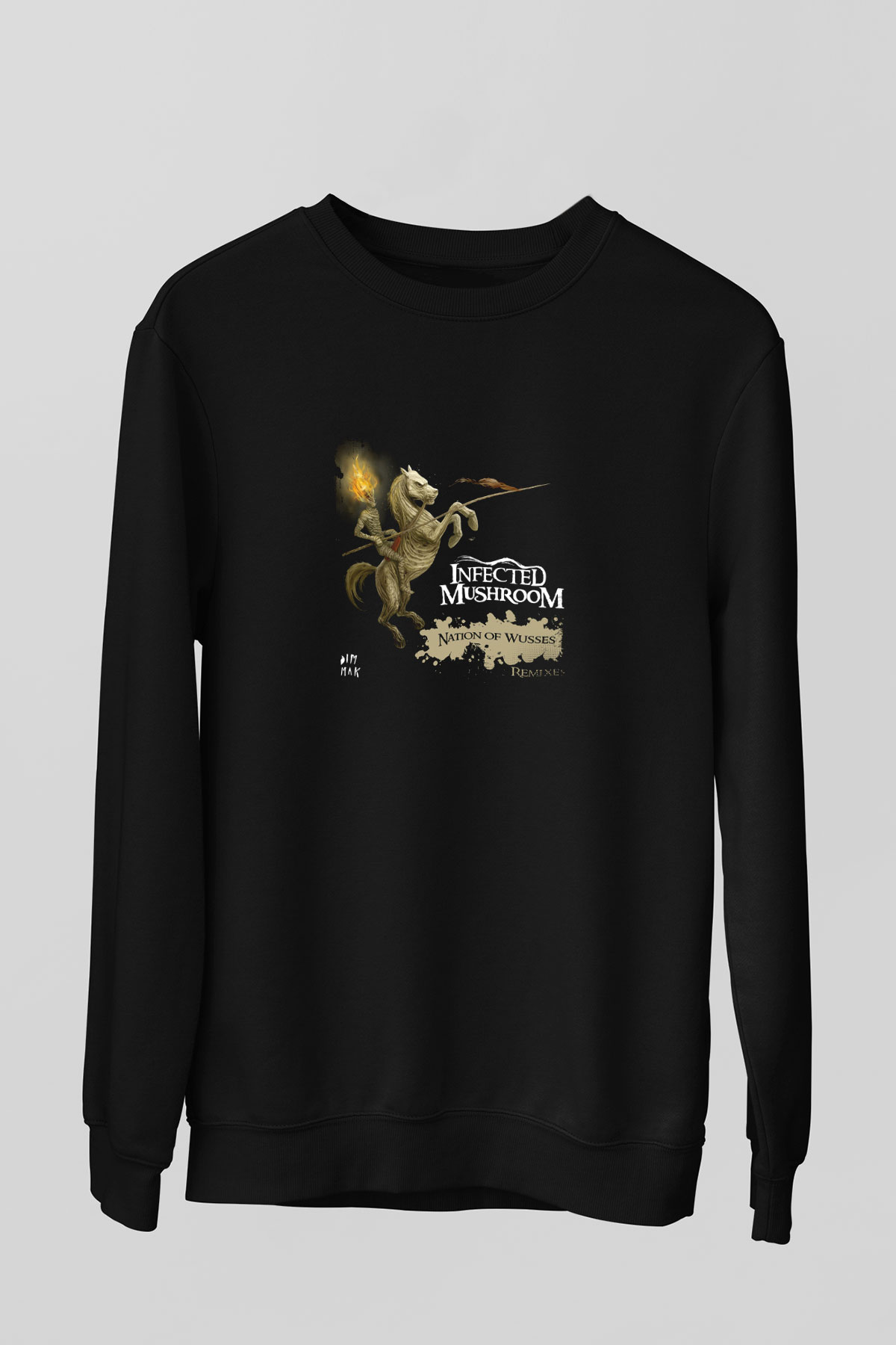 Infected Mushroom Baskılı Unisex Siyah Sweatshirt