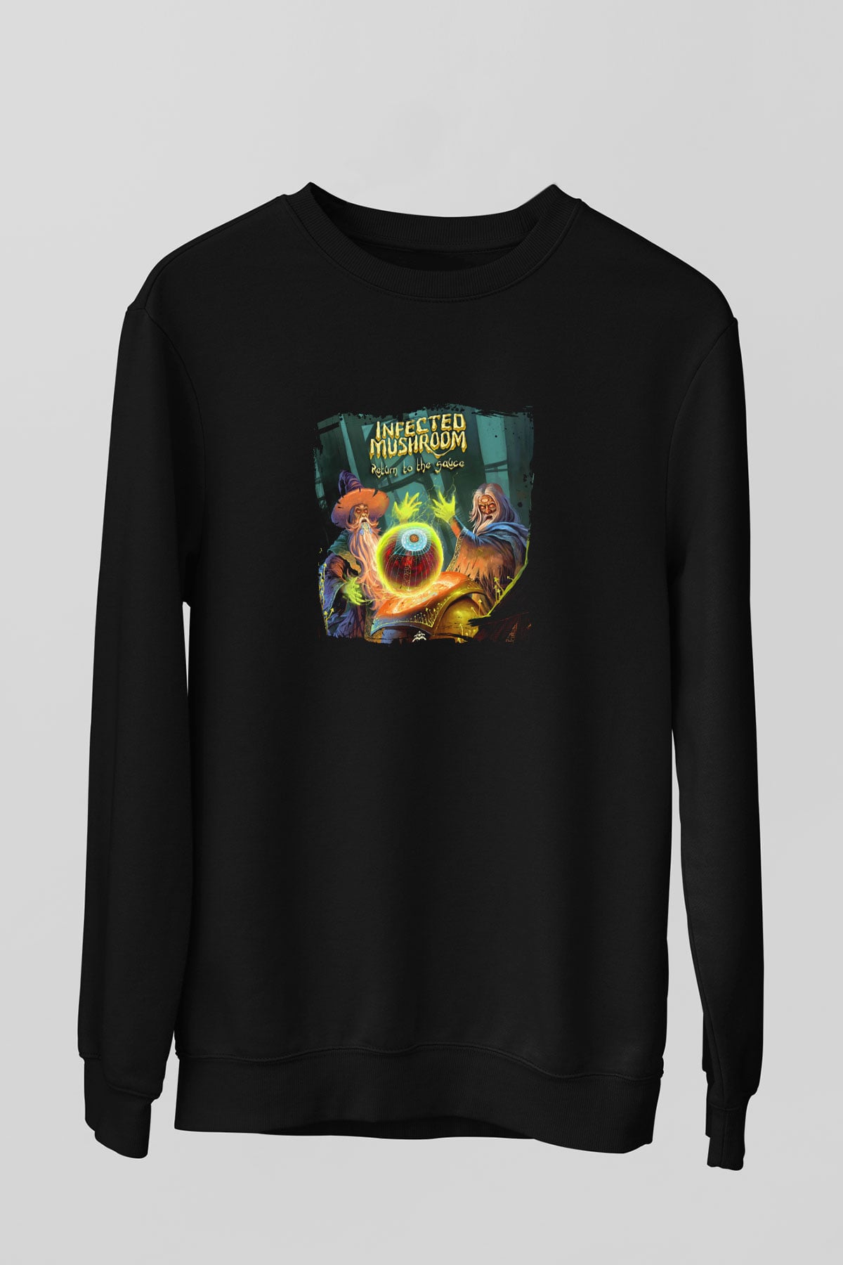 Infected Mushroom Baskılı Unisex Siyah Sweatshirt