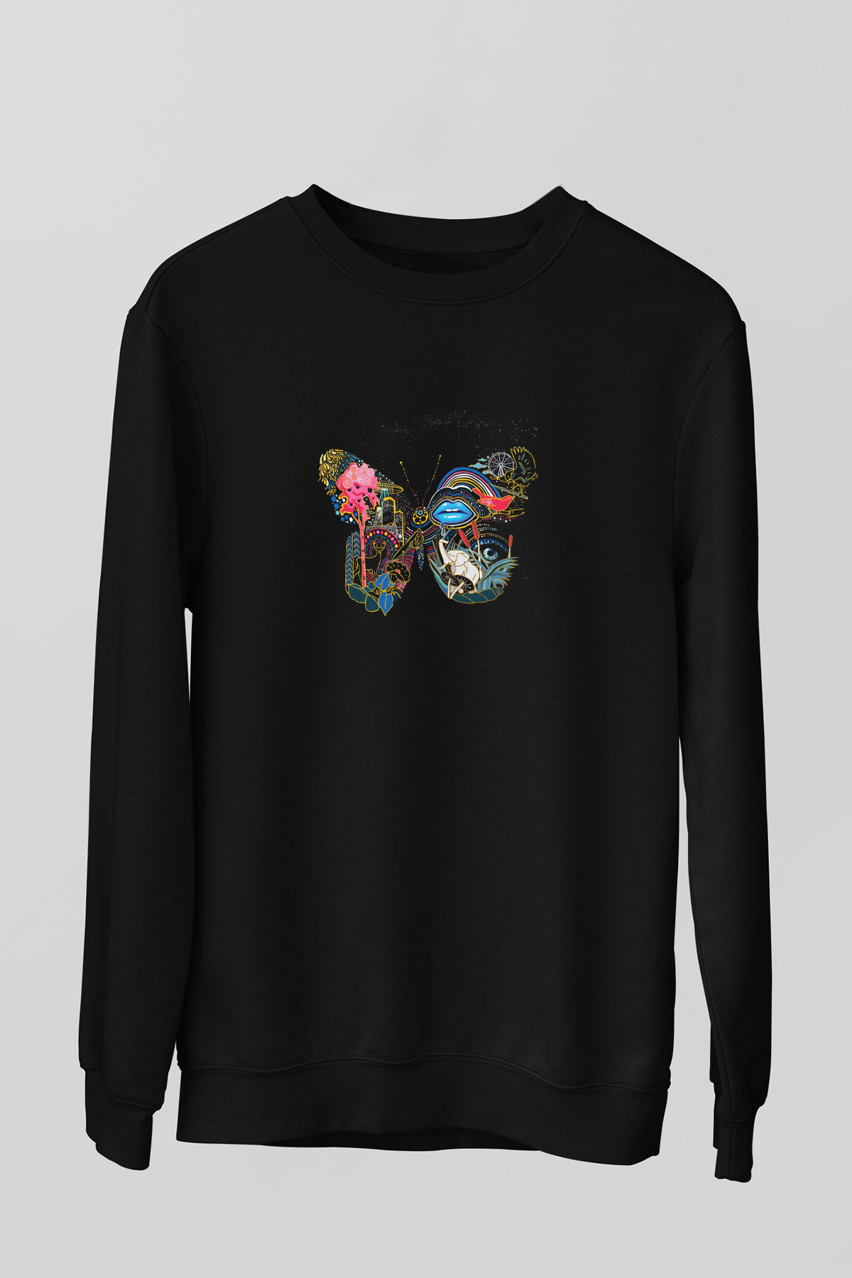 Infected Mushroom Baskılı Unisex Siyah Sweatshirt