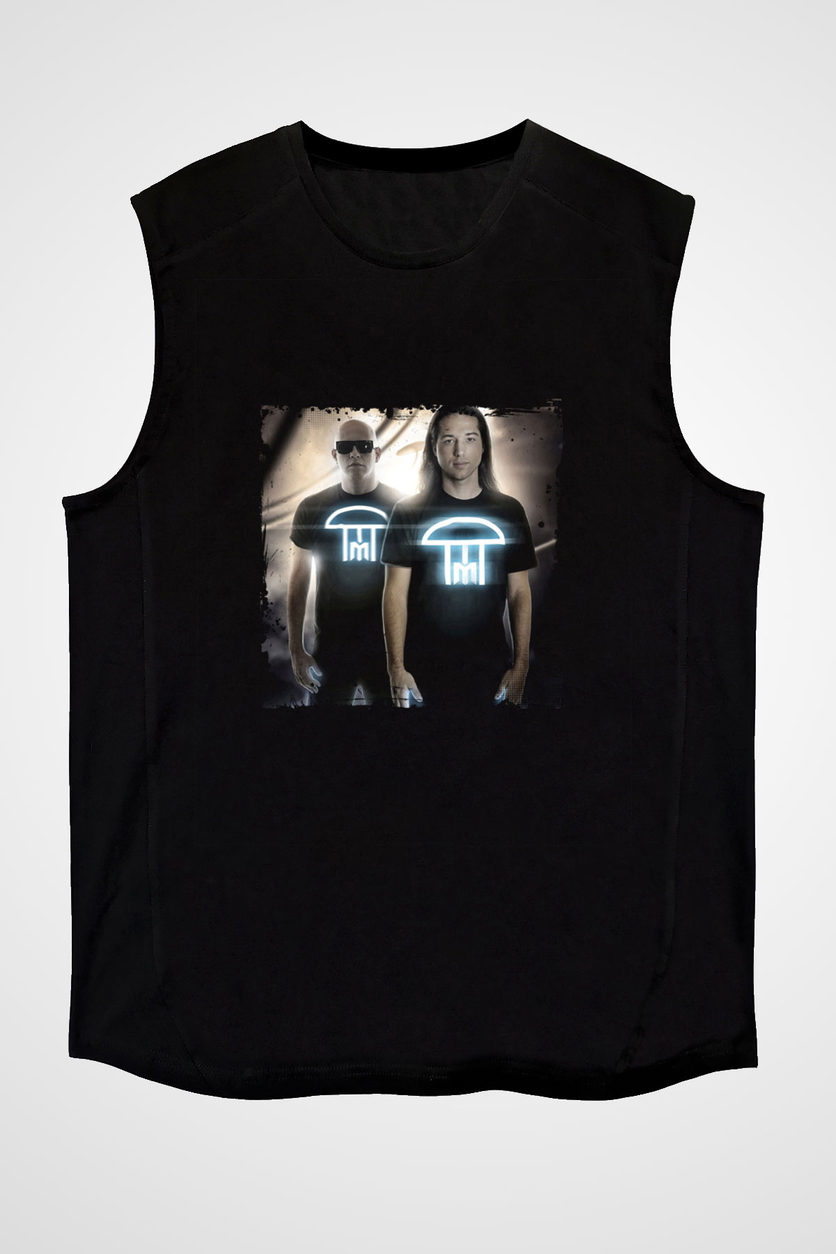 Infected Mushroom Baskılı Unisex Siyah Kolsuz Tişört