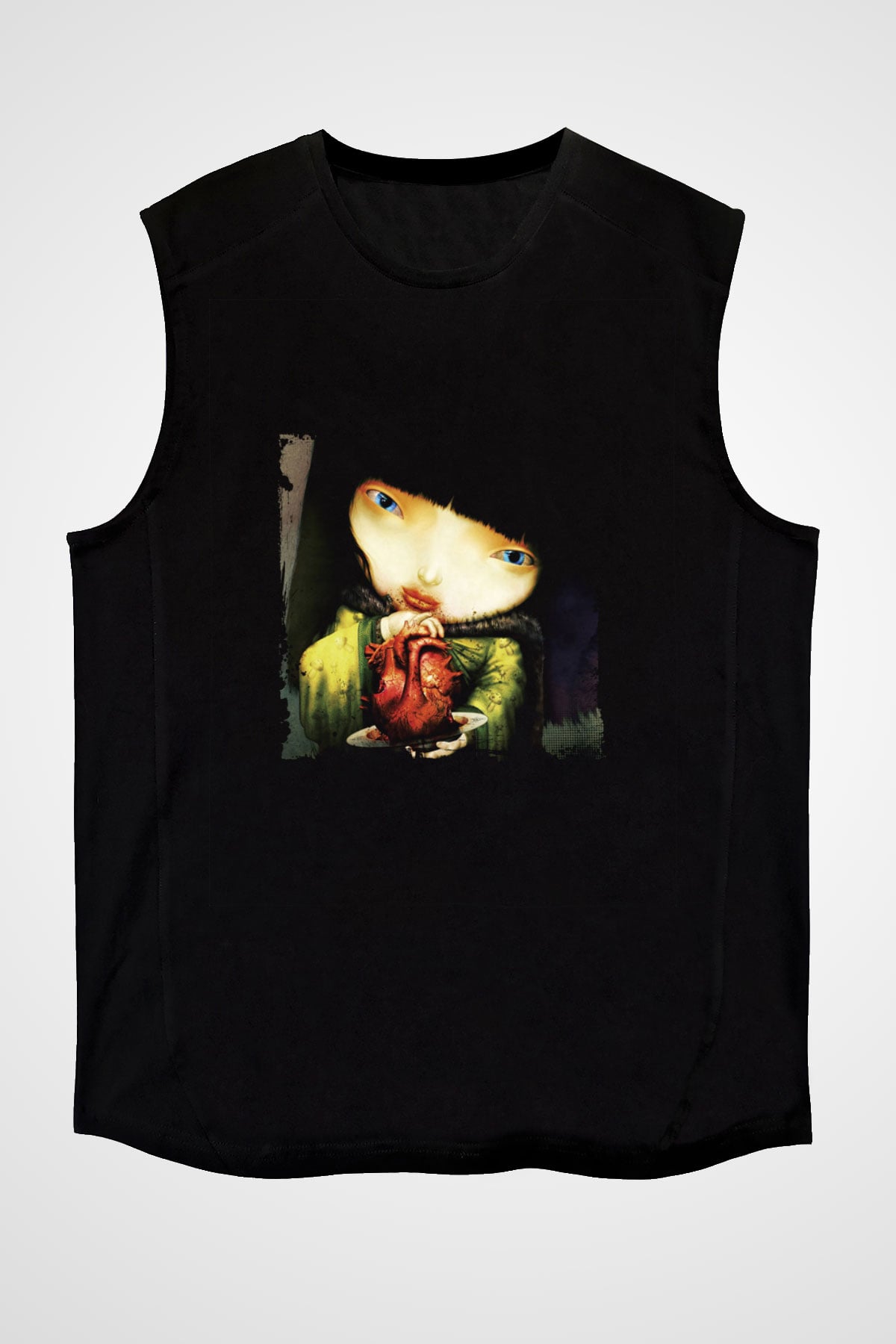 Infected Mushroom Baskılı Unisex Siyah Kolsuz Tişört