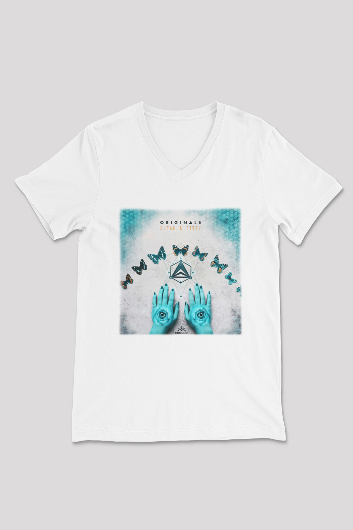 Infected Mushroom Beyaz Unisex V Yaka Tişört T-Shirt