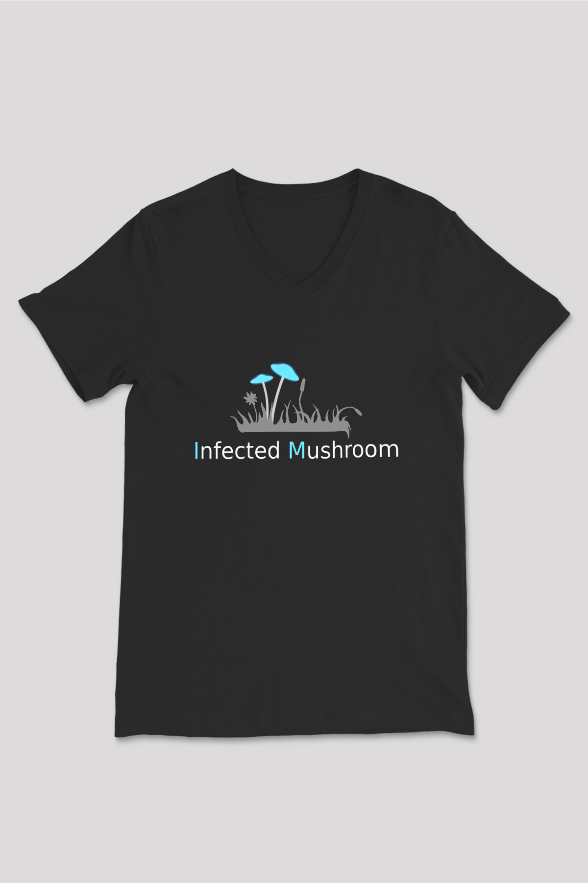 Infected Mushroom Siyah Unisex V Yaka Tişört T-Shirt