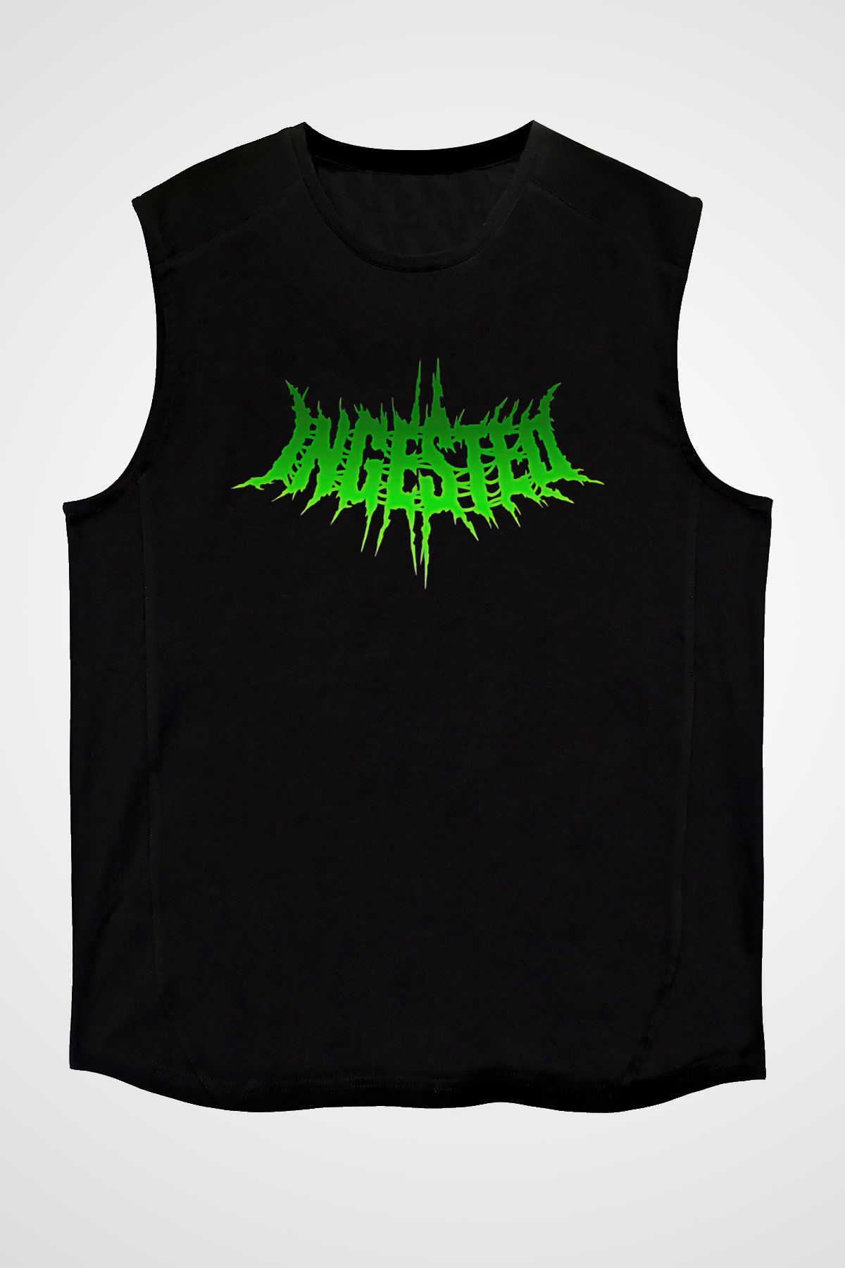 Ingested Baskılı Unisex Siyah Kolsuz Tişört - Tshirt