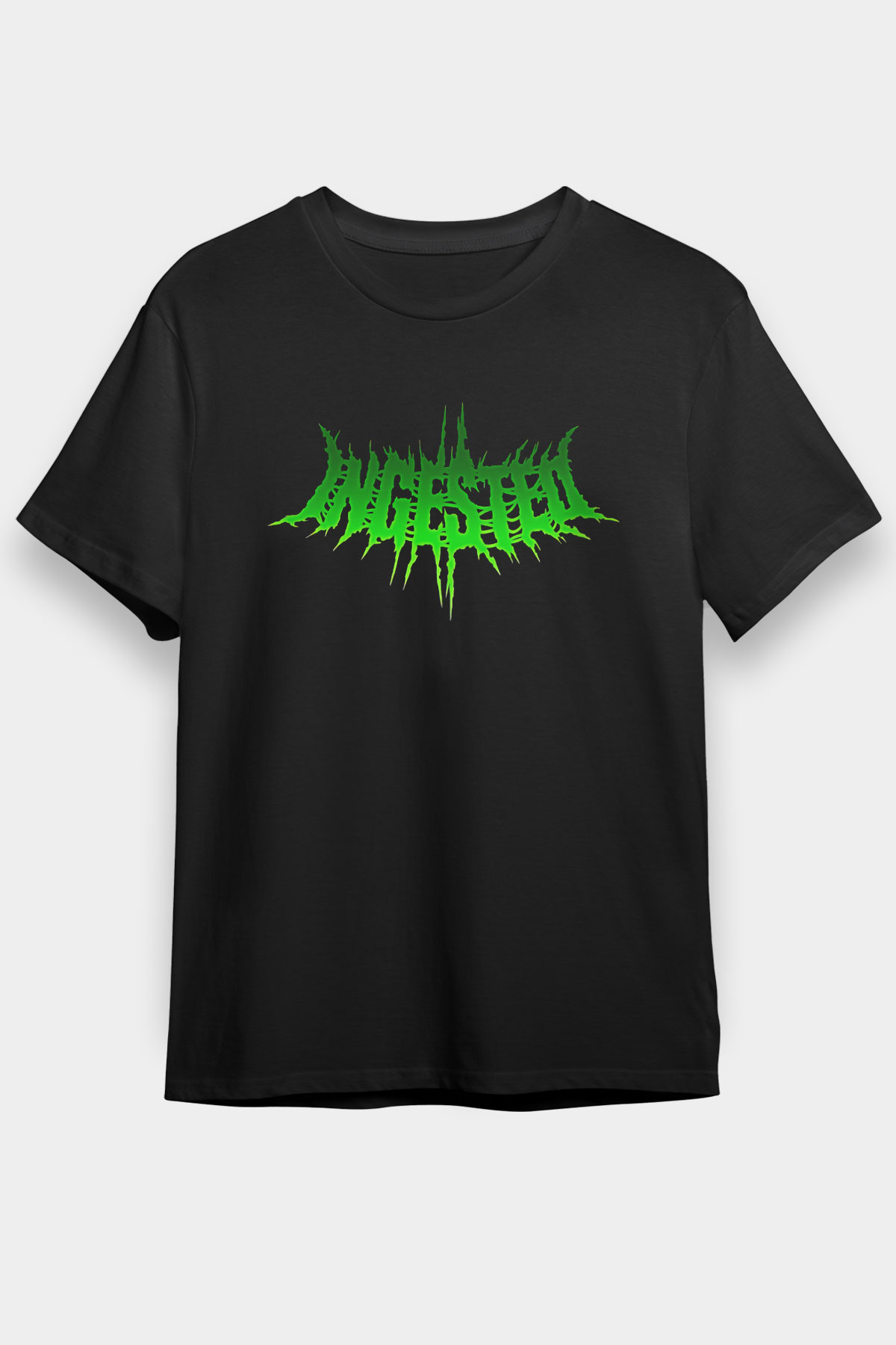 Ingested Baskılı Unisex Siyah Tişört - Tshirt