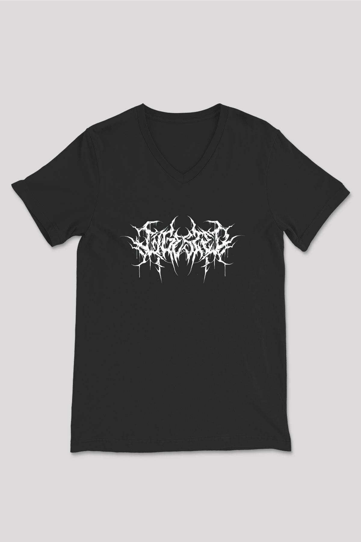 Ingested Baskılı Unisex Siyah V Yaka Tişört - Tshirt