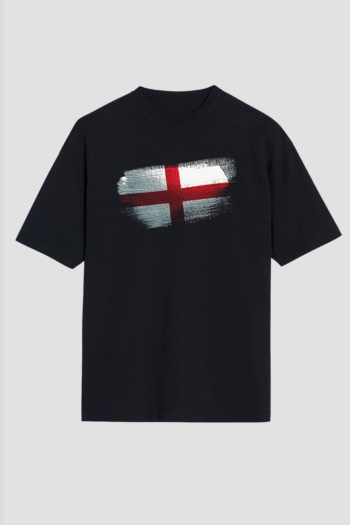 İngiltere - England Bayrağı Baskılı Unisex Siyah Oversize Tişört