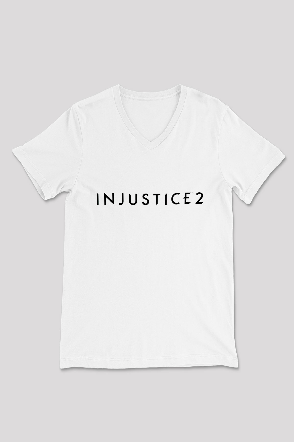 Injustice 2 Beyaz Unisex V Yaka Tişört T-Shirt
