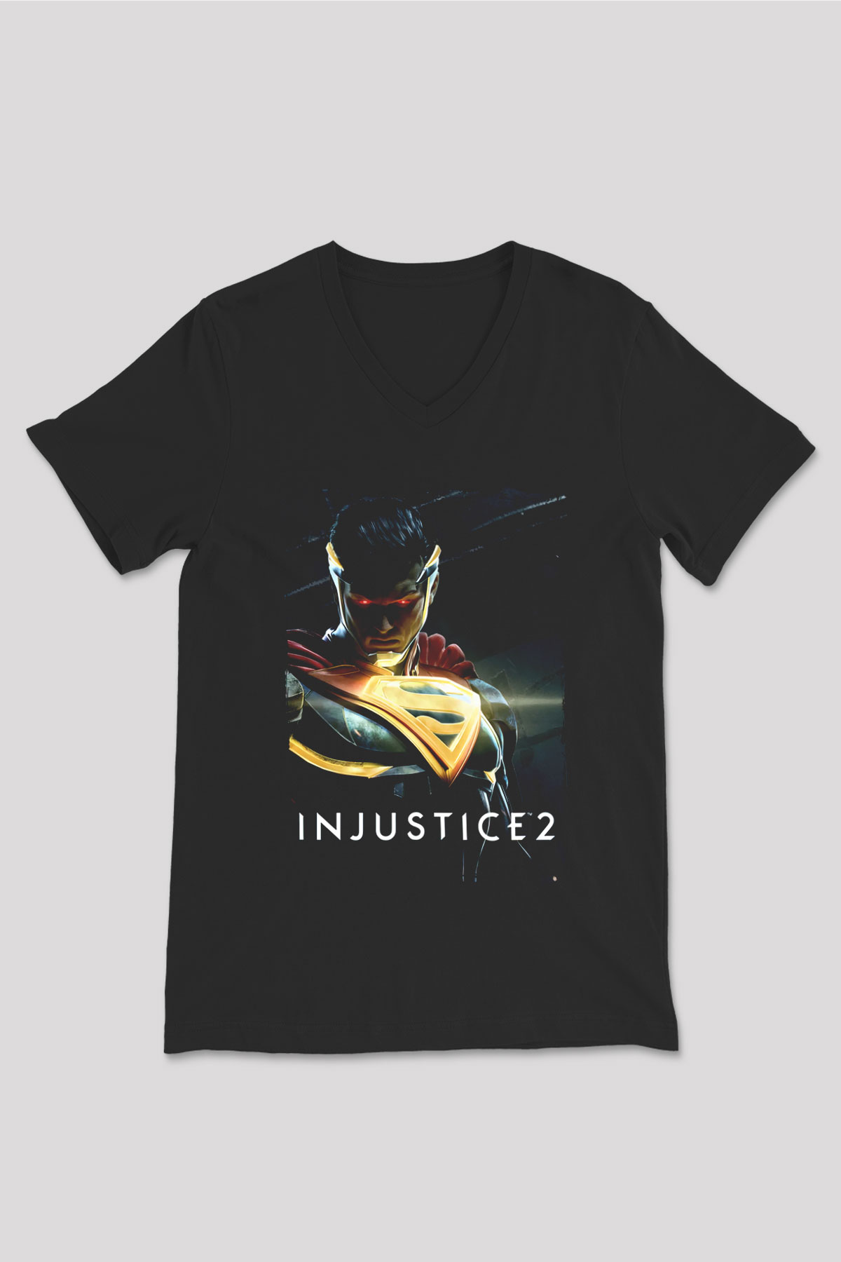 Injustice 2 Siyah Unisex V Yaka Tişört
