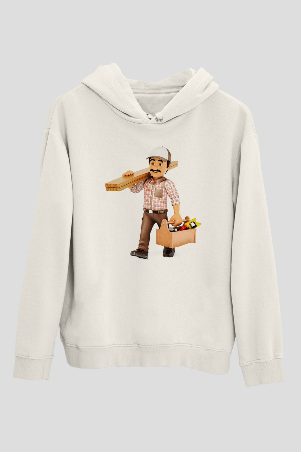 İnşaatçı Beyaz Unisex Hoodie