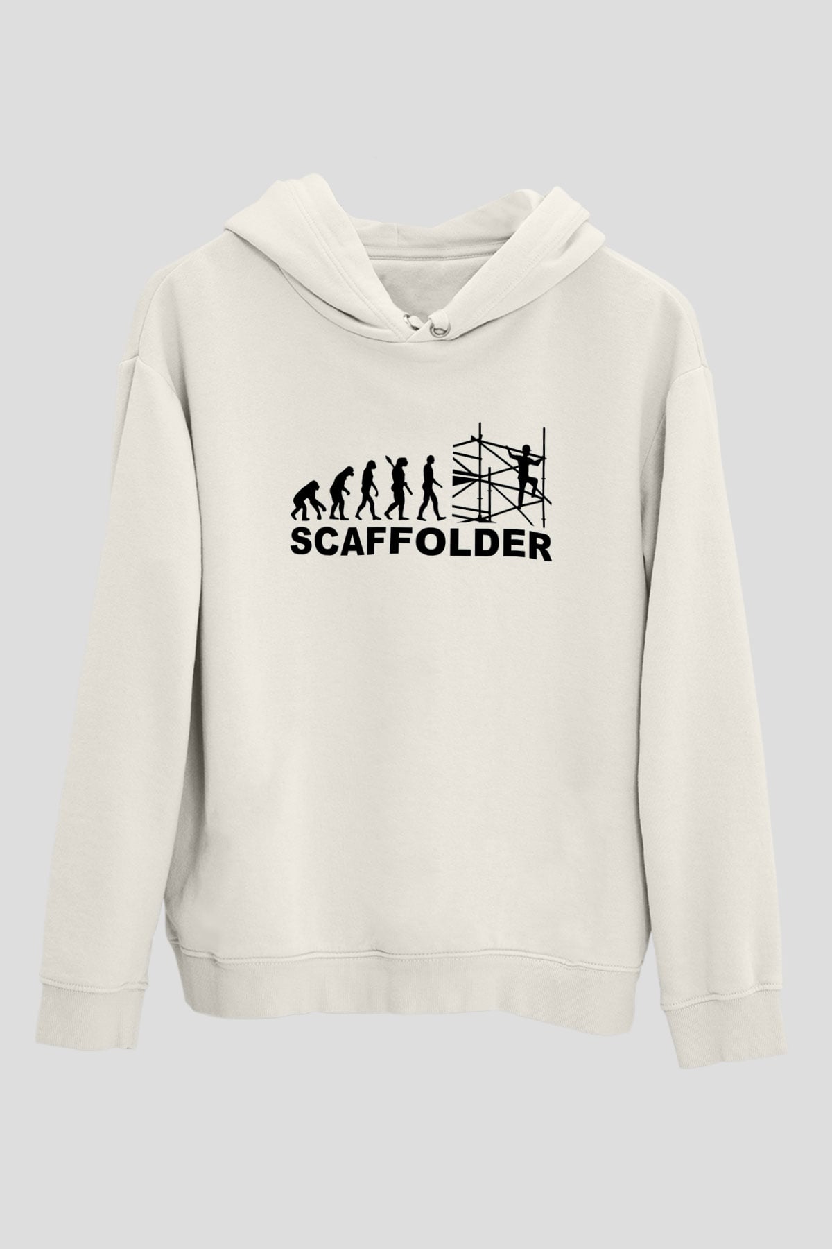 İnşaatçı Beyaz Unisex Kapüşonlu Sweatshirt