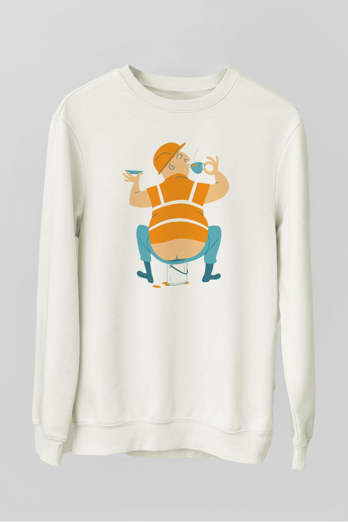 İnşaatçı Beyaz Unisex Sweatshirt