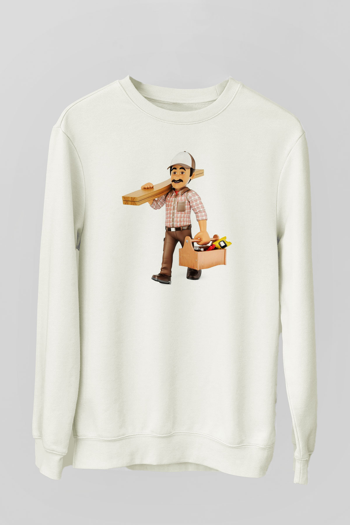 İnşaatçı Beyaz Unisex Sweatshirt