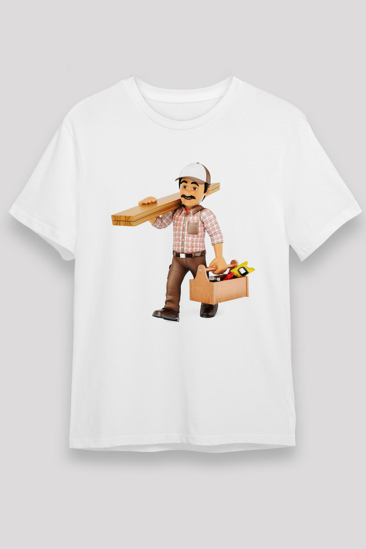 İnşaatçı Beyaz Unisex Tişört T-Shirt - TişörtFabrikası