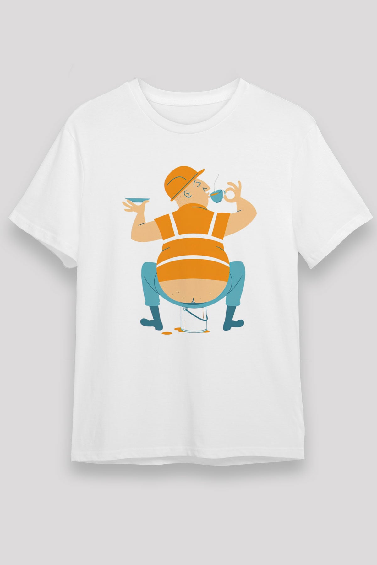 İnşaatçı Beyaz Unisex Tişört T-Shirt - TişörtFabrikası