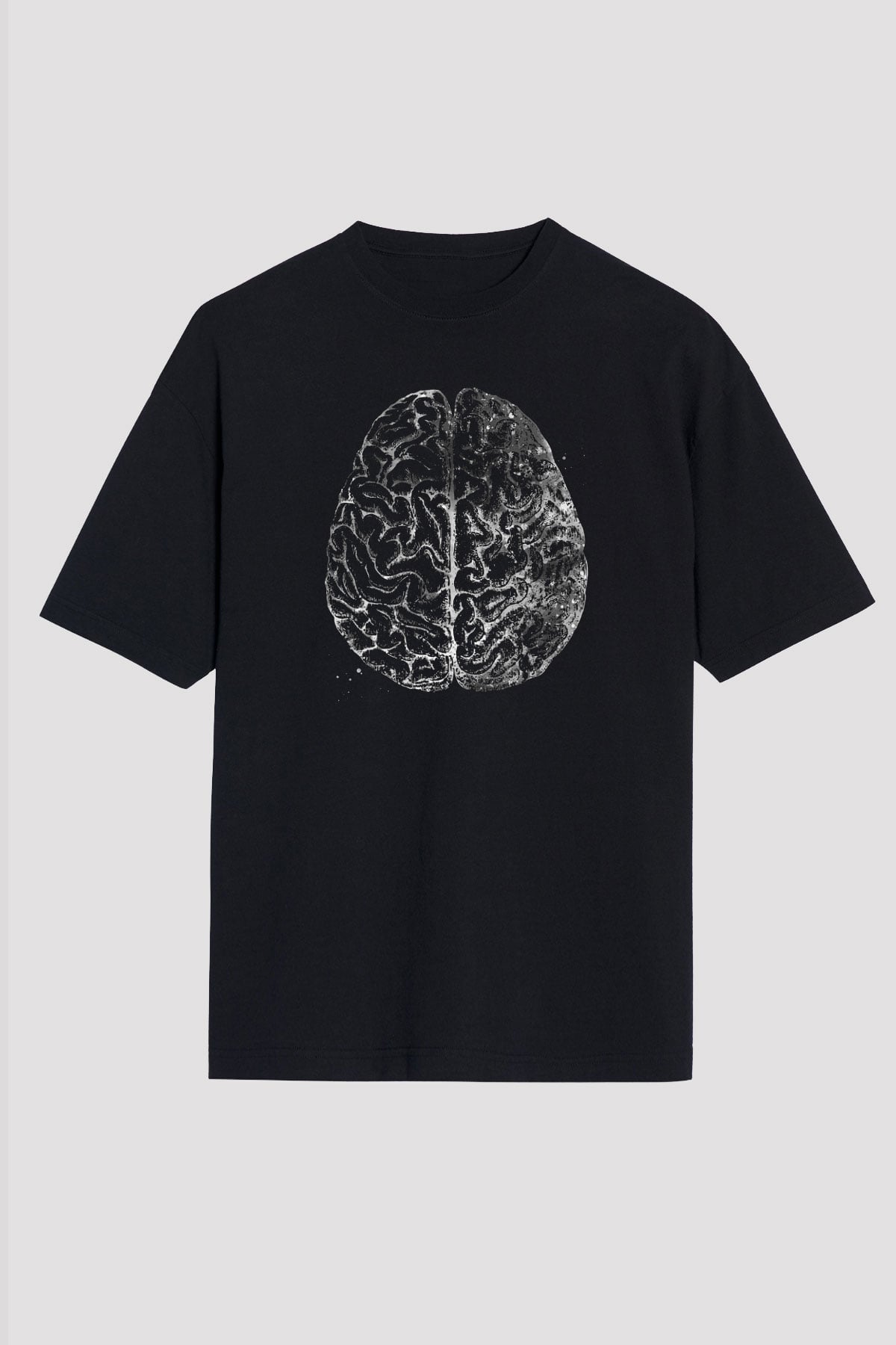 İnsan Beyni Baskılı Unisex Oversize Tişört - Tshirt