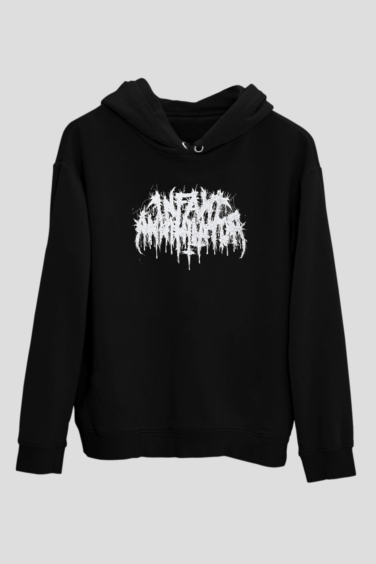 Insomnium Baskılı Unisex Siyah Kapüşonlu Sweatshirt