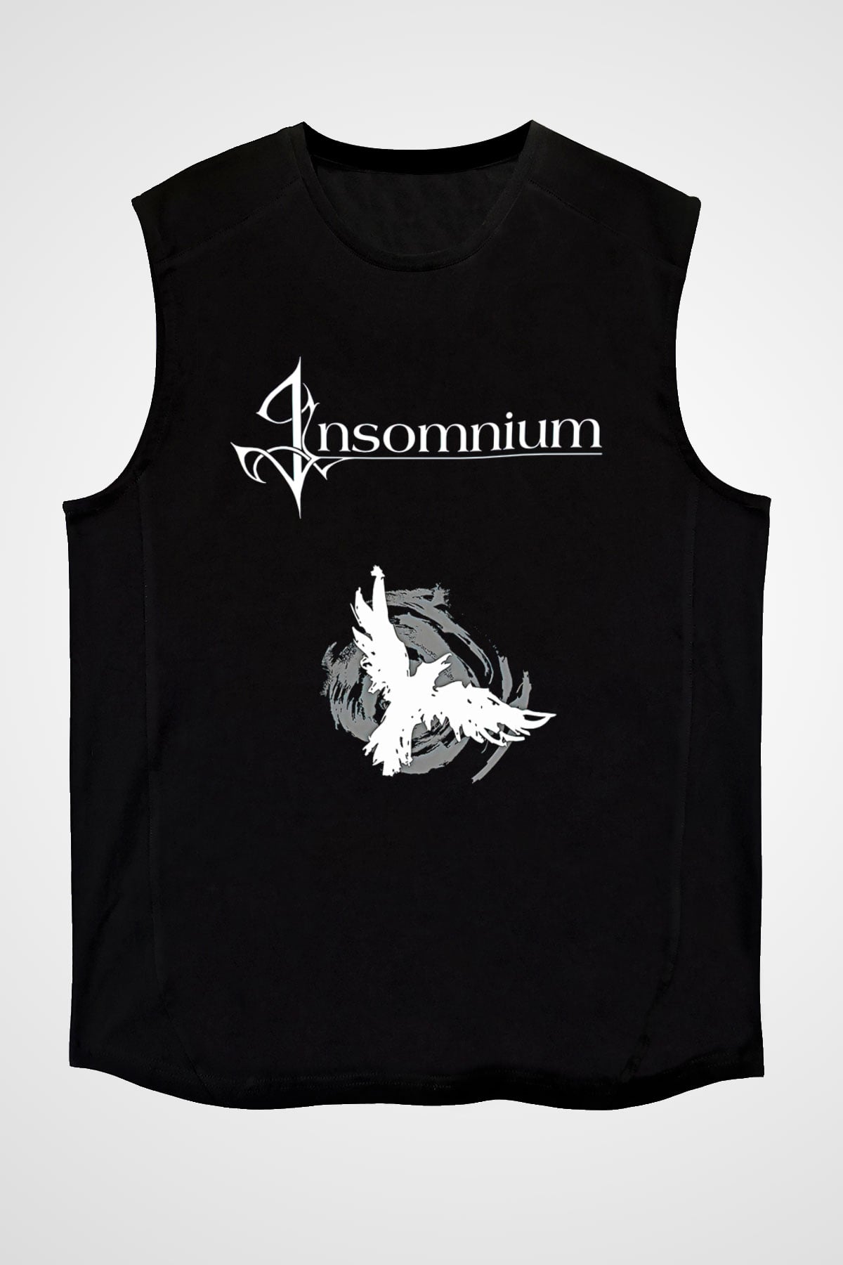 Insomnium Baskılı Unisex Siyah Kolsuz Tişört - Tshirt
