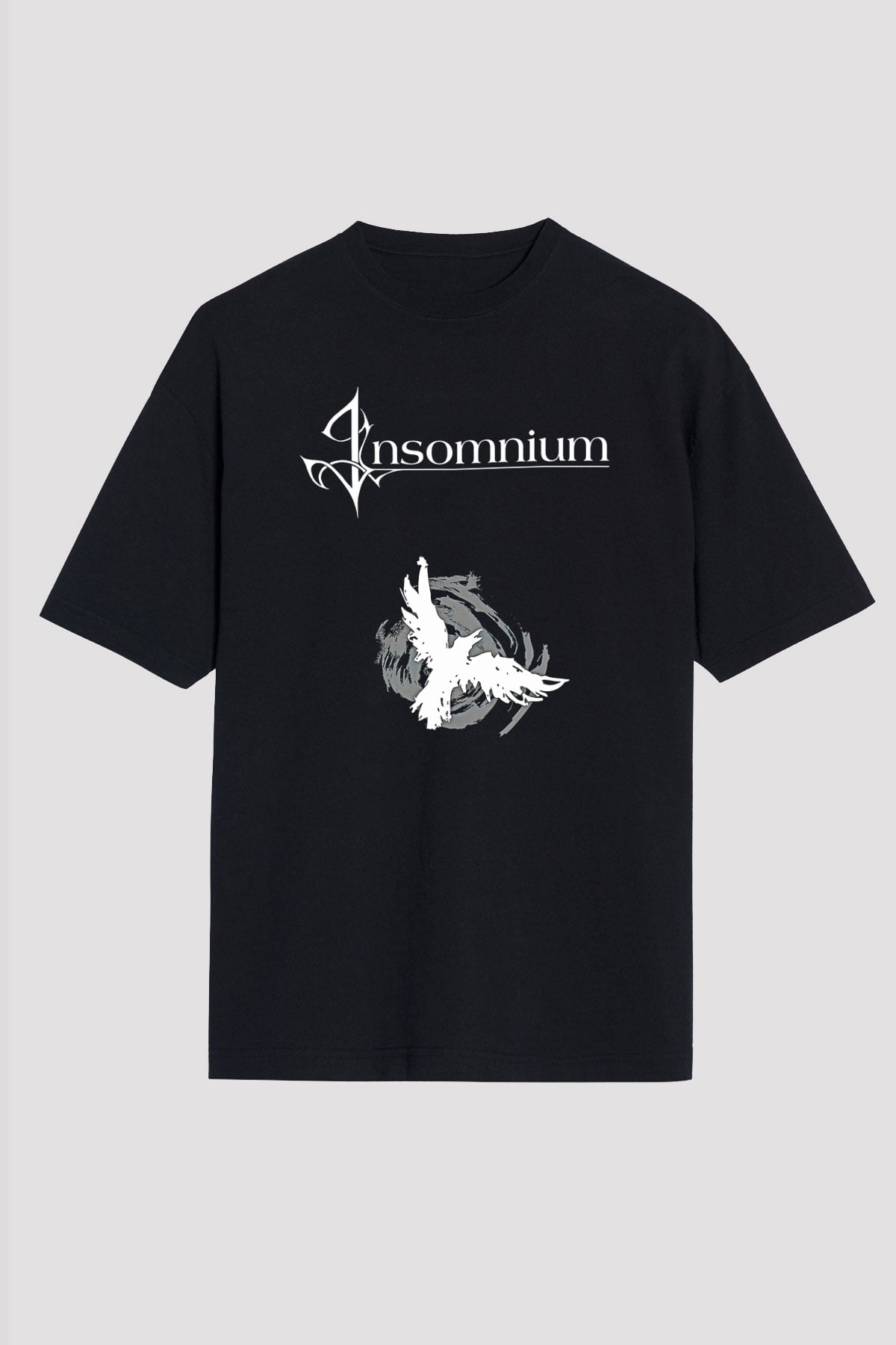 Insomnium Baskılı Unisex Siyah Oversize Tişört - Tshirt