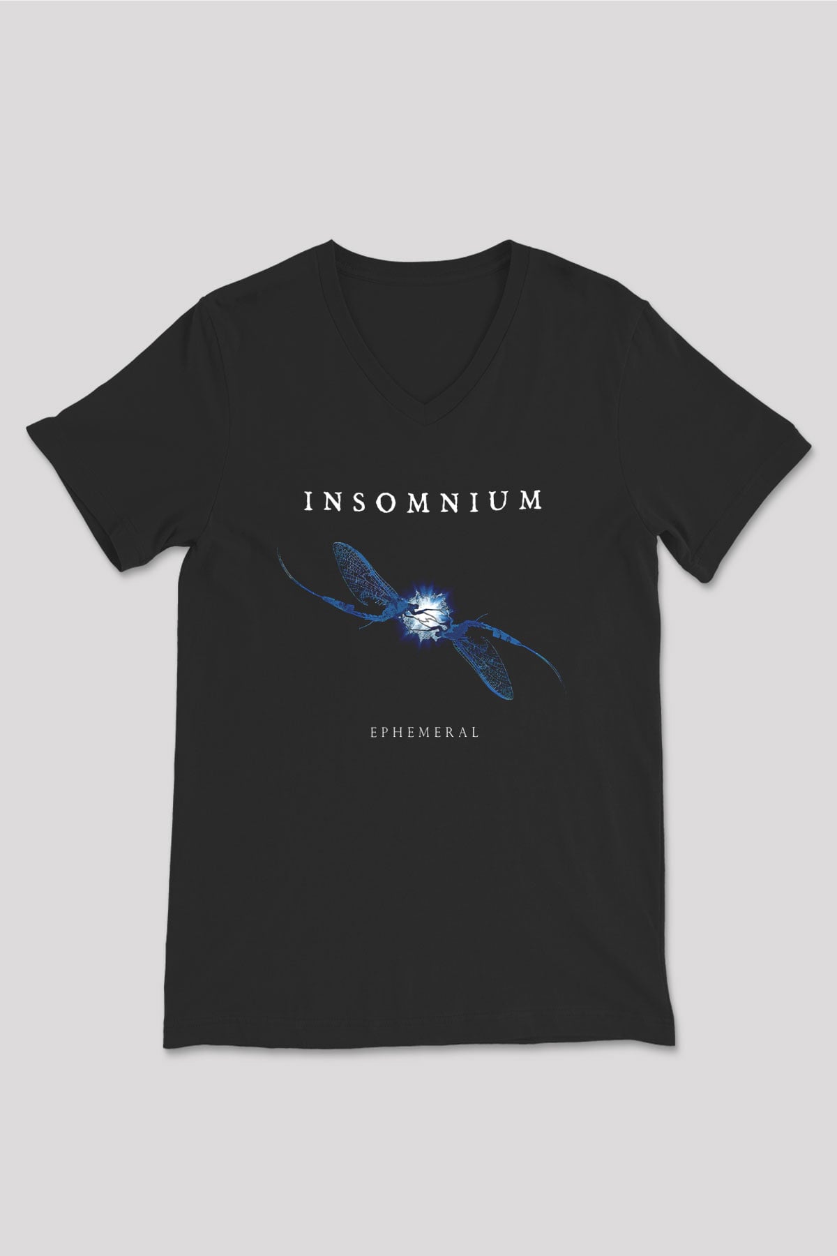 Insomnium Baskılı Unisex Siyah V Yaka Tişört - Tshirt