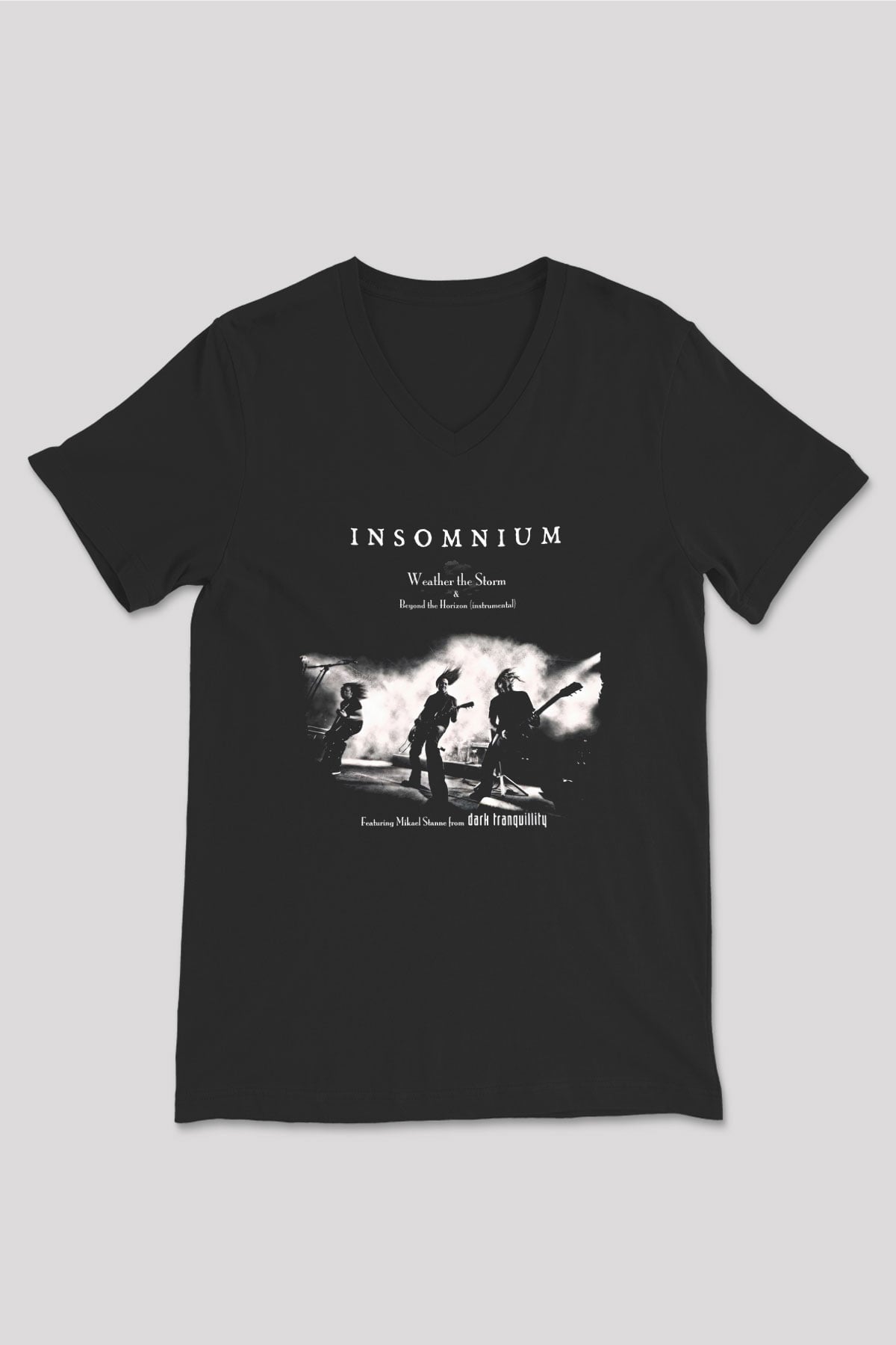 Insomnium Baskılı Unisex Siyah V Yaka Tişört - Tshirt