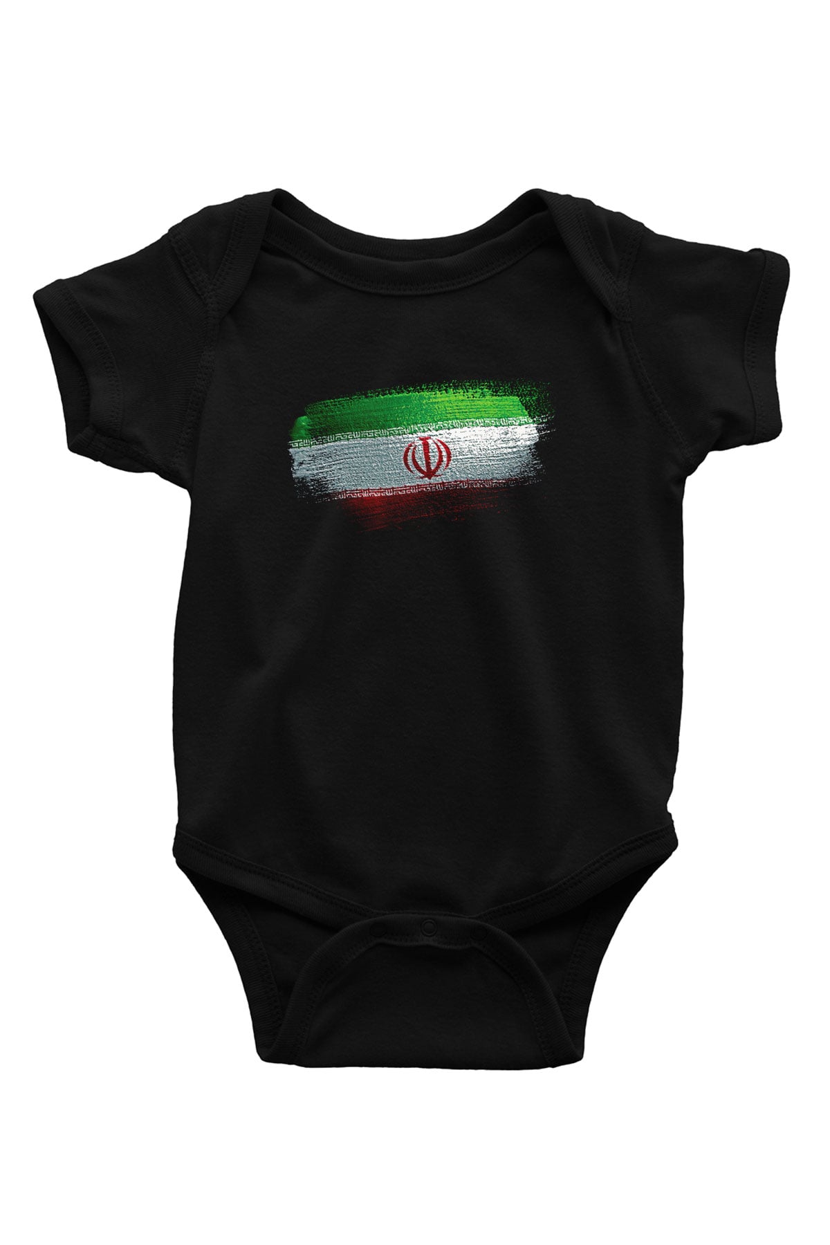 İran Bayrağı Baskılı Unisex Siyah Bebek Body - Zıbın