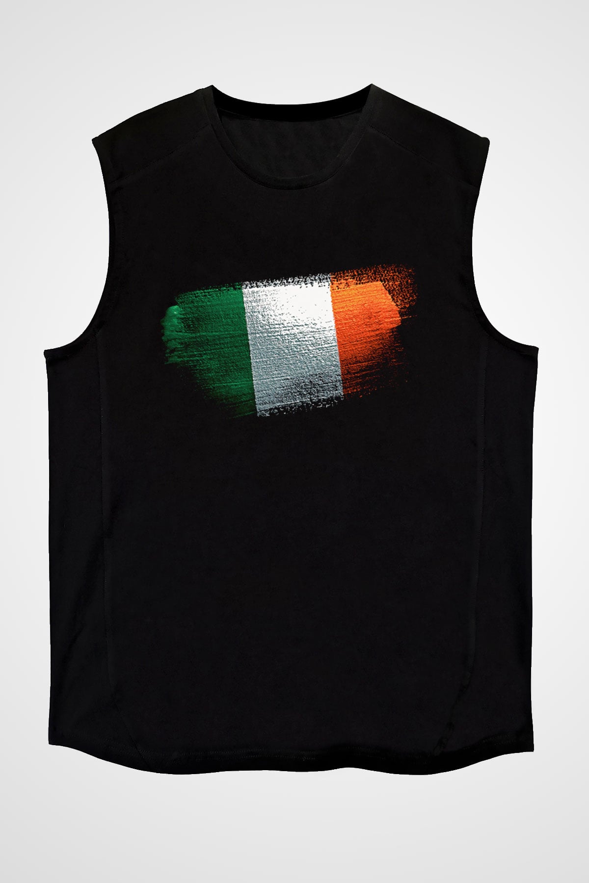 İrlanda - İreland Bayrağı Baskılı Unisex Siyah Kolsuz Tişört