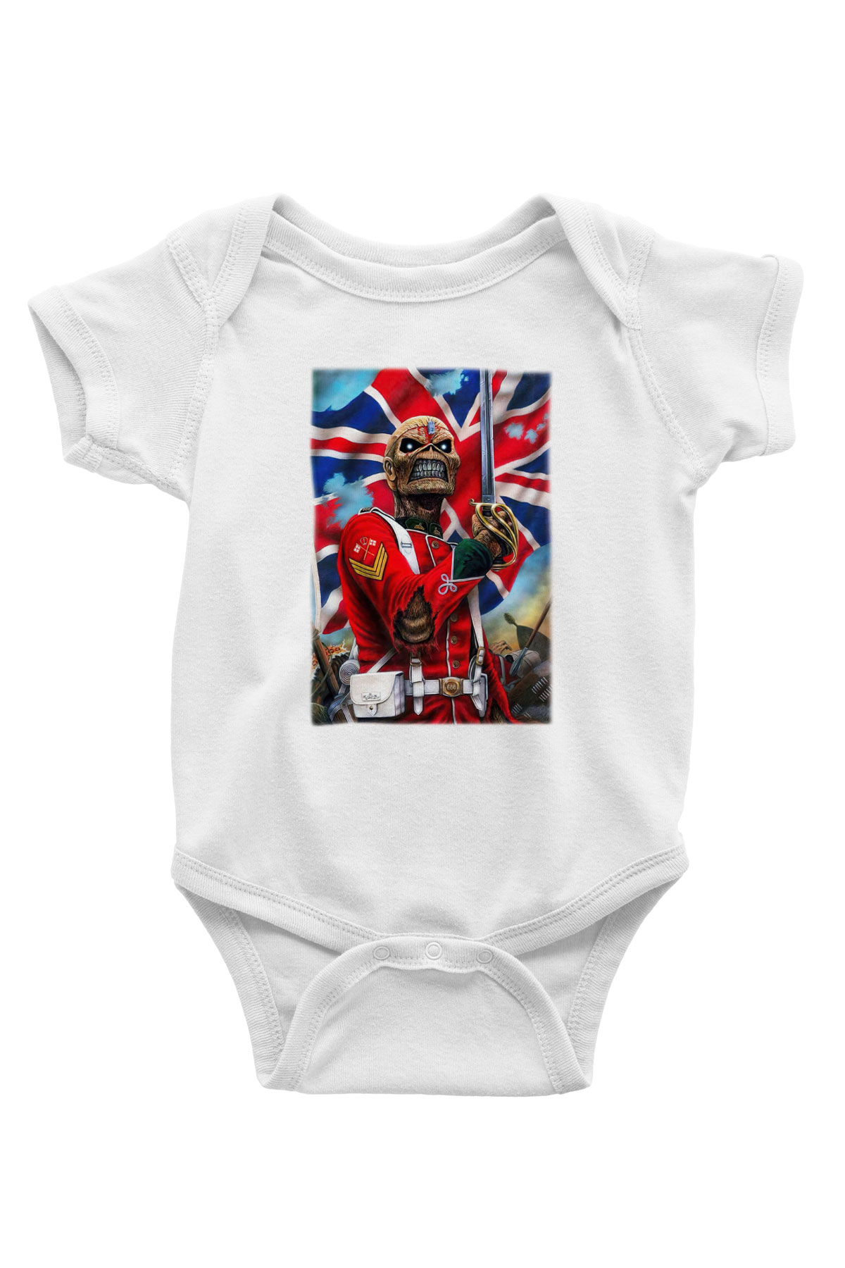 Iron Maiden Baskılı Beyaz Unisex Bebek Body - Zıbın